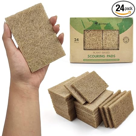 Scouring Pads for Kitchen Cleaning - Biodegradable Non Scratch Scrubbing Pads Compostable