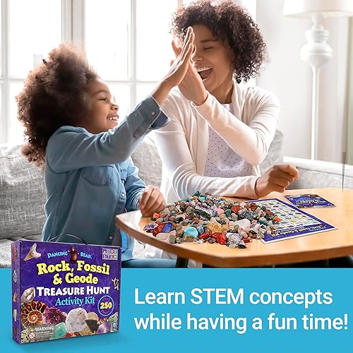 Miniatura 9 de DANCING BEAR Geology Fossil Bundle - 2 kits de actividades STEM rocas, minerales y geodas y actividad de clasificación de fósiles