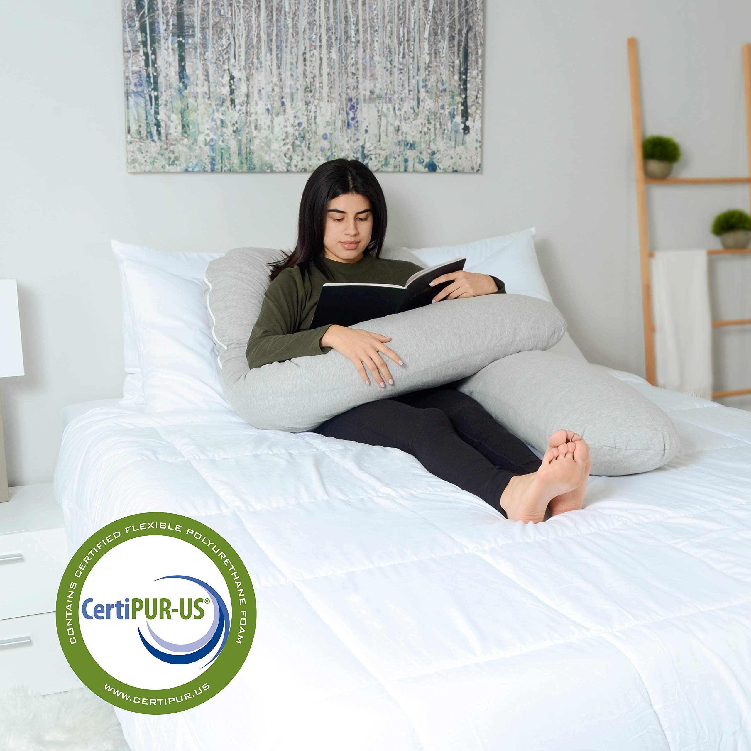 Milliard U Shaped Total Body Support Pillow Memory Foam with Cool, Cotton Breathable Cover- 54 Inch