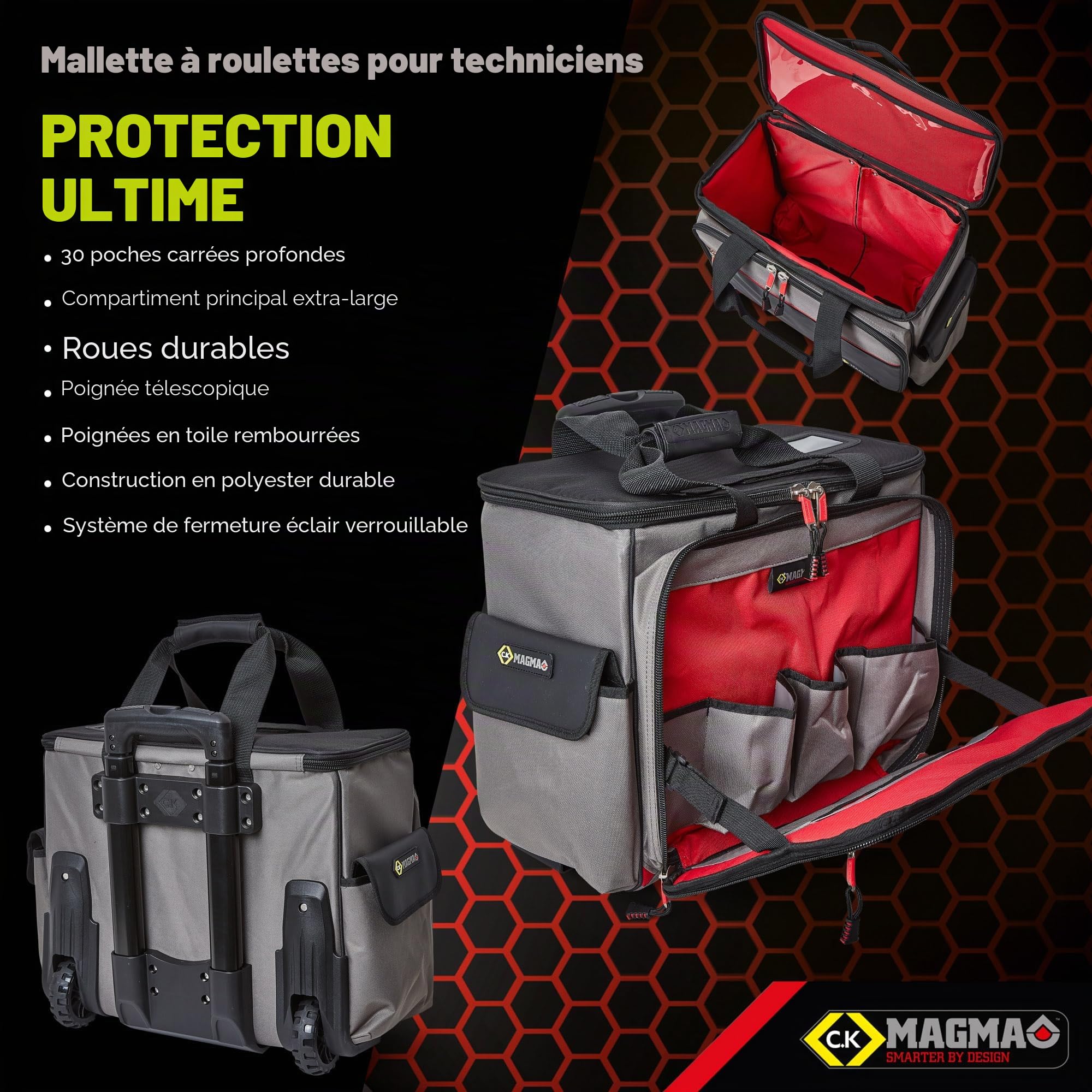 C.K Magma Malette Outils sur Roulettes, Caisse a Outil de Technicien, Sac à Outils de Electricien, Boite a Outil Vide, Rangement des Outillage, Sacoche Roulante, Trousse Vide, MA2650