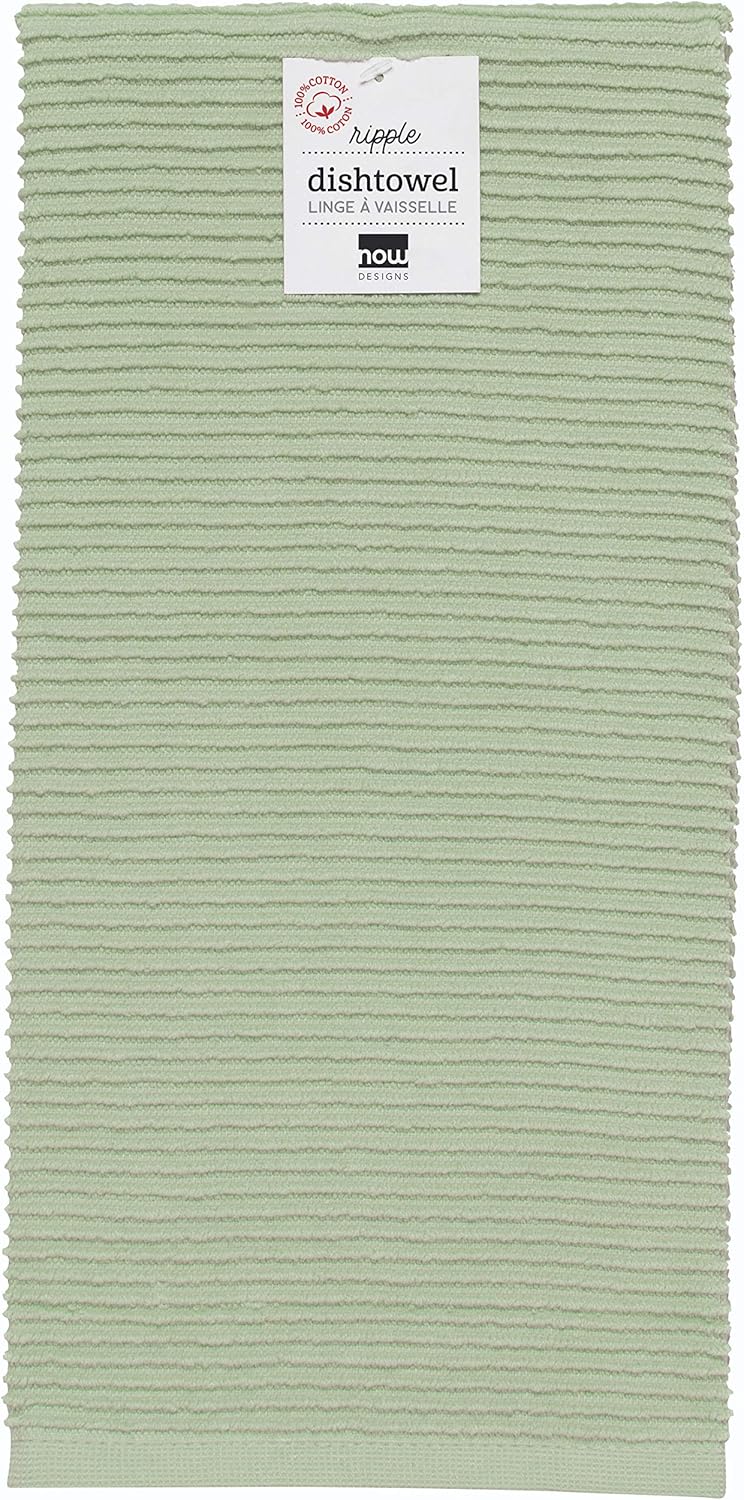 Now Designs Ripple Cotton Dish Towels Sage 18 x 28in, Set of 2