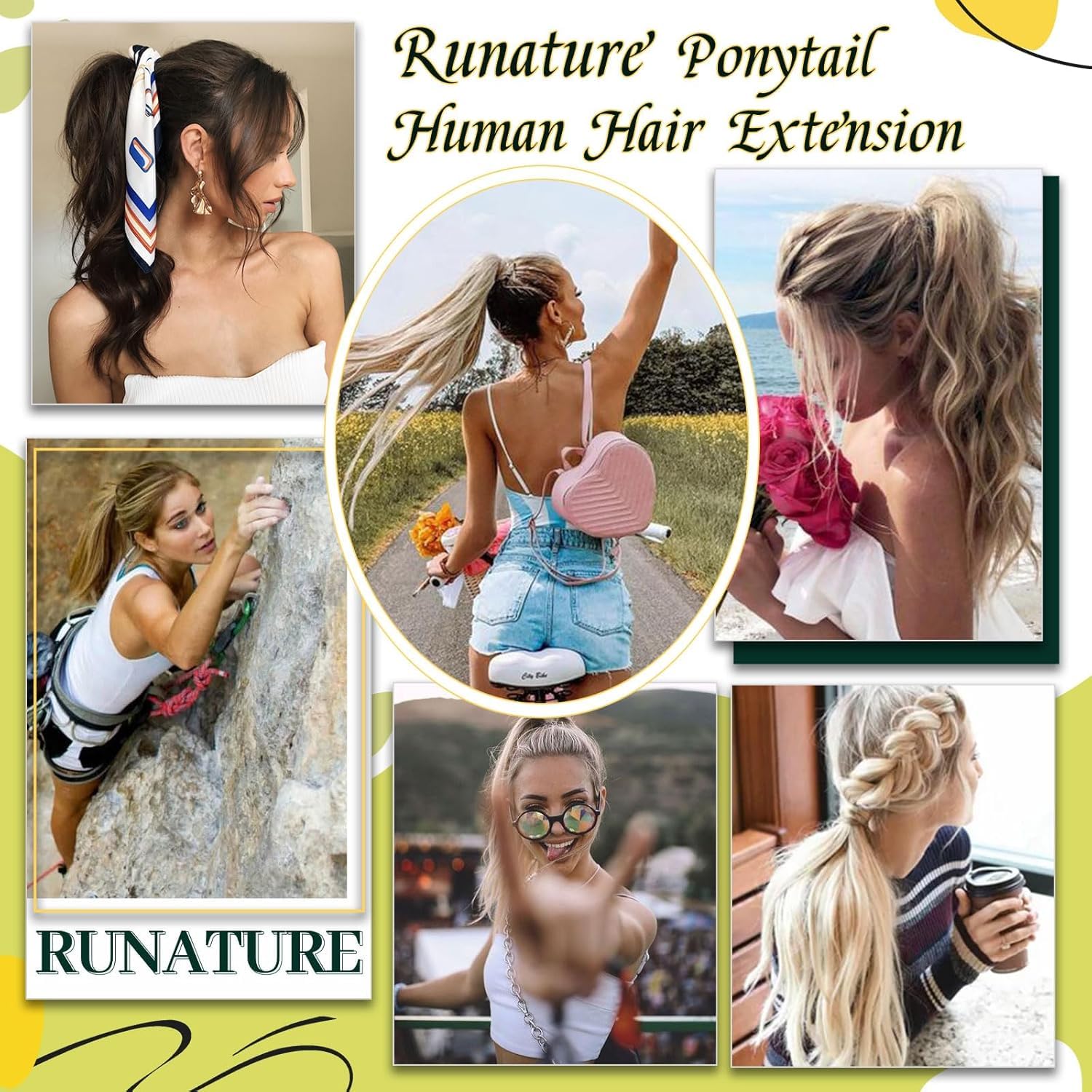 RUNATURE Echthaar Zopf Braun 40cm 80g #2 | Pferdeschwanz Haarteil–hitzebeständig, langlebig, Remy Haar, doppelt gewebt. Atmungsaktiv, kein Verknoten, satter Ton.