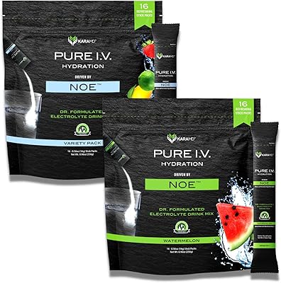 KaraMD Pure I.V. - Doctor Formulated Electrolyte Powder Drink Mix 2 Flavor Bundle – Refreshing & Delicious Hydrating Packe...