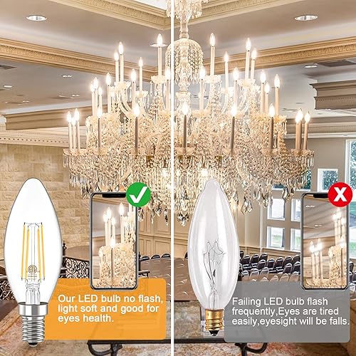 Miniatura 5 de Bombilla de candelabro E12 equivalente a 60 W, bombillas LED regulables, 4000 K blanco neutro 550 lúmenes, para candelabros, ventilador de techo,