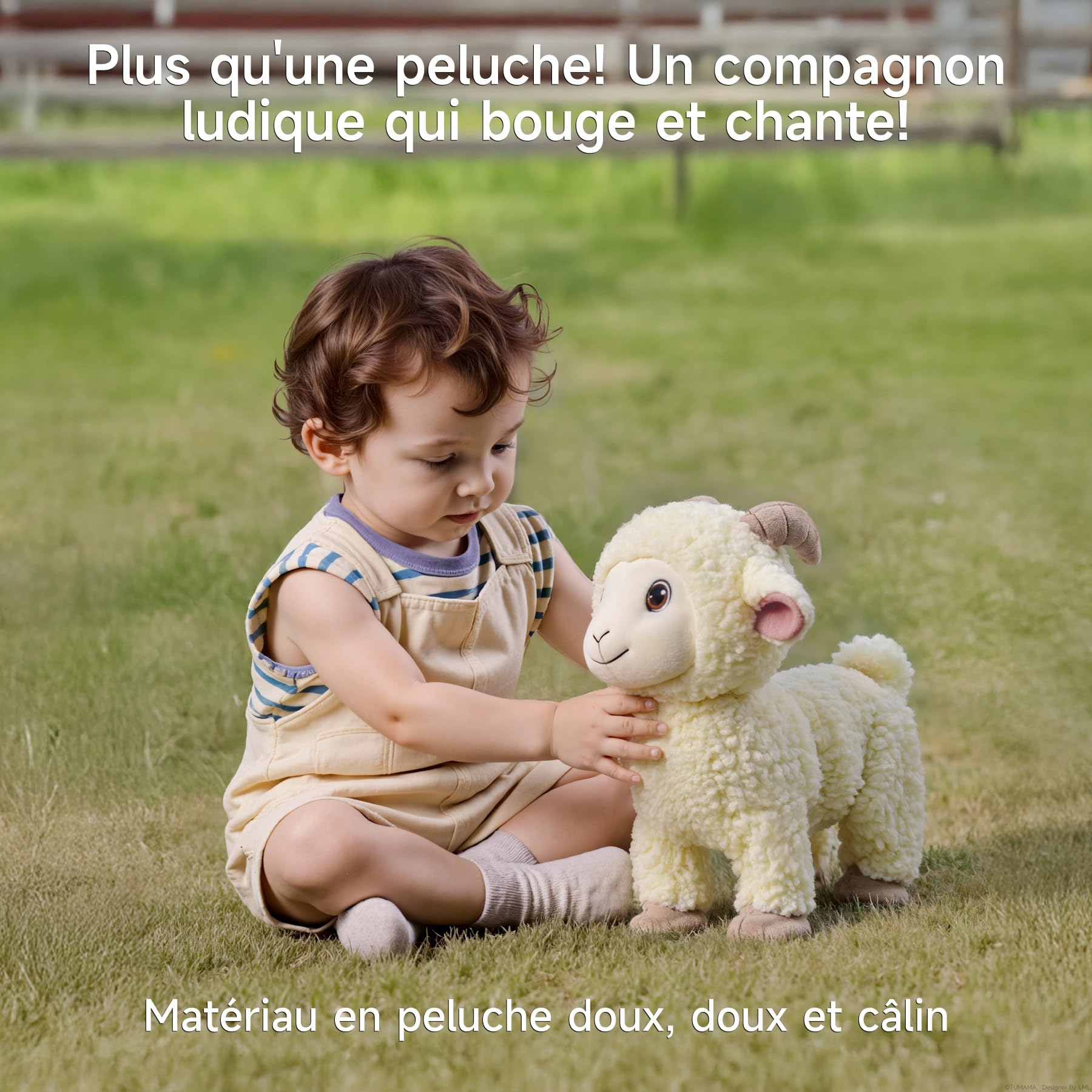 Mouton en Peluche Qui Marche, Agneau avec Télécommande, Jouet Interactif Qui Chante et Bêle, Cadeau Enfant