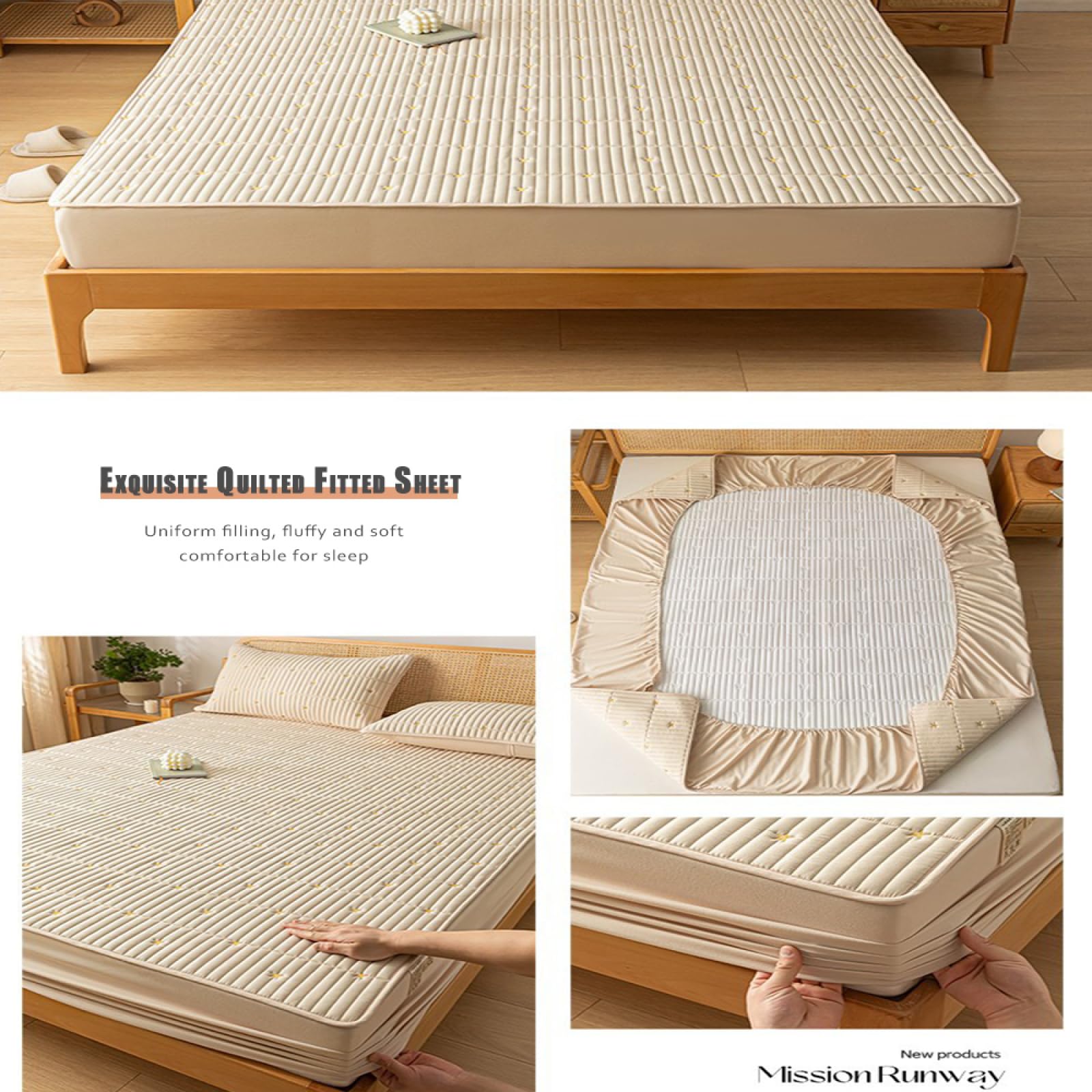 Sábana bajera acolchada de 150 x 190 cm, protector de colchón de tres capas de alta calidad, impermeable, transpirable, funda de colchón doble para máxima comodidad