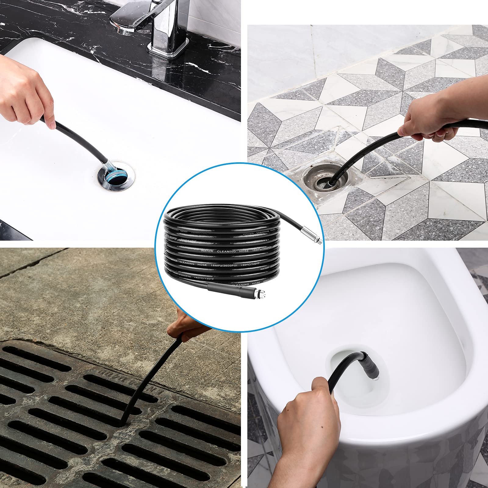 Buy WADEO 15M High Pressure Drain Hose, Pressure Washer Drain Pipe Hose