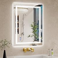 Vista 1 de Espejo de baño LED de 22 x 30 pulgadas con luces, antiniebla, retroiluminado + luz frontal, regulable, espejo de tocador LED para pared, espejo