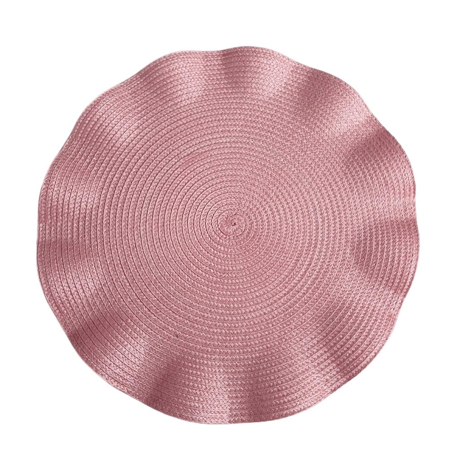 Wzptlkibad Pink Round Placemat Table Mats, Washable Non-Slip, 36Cm