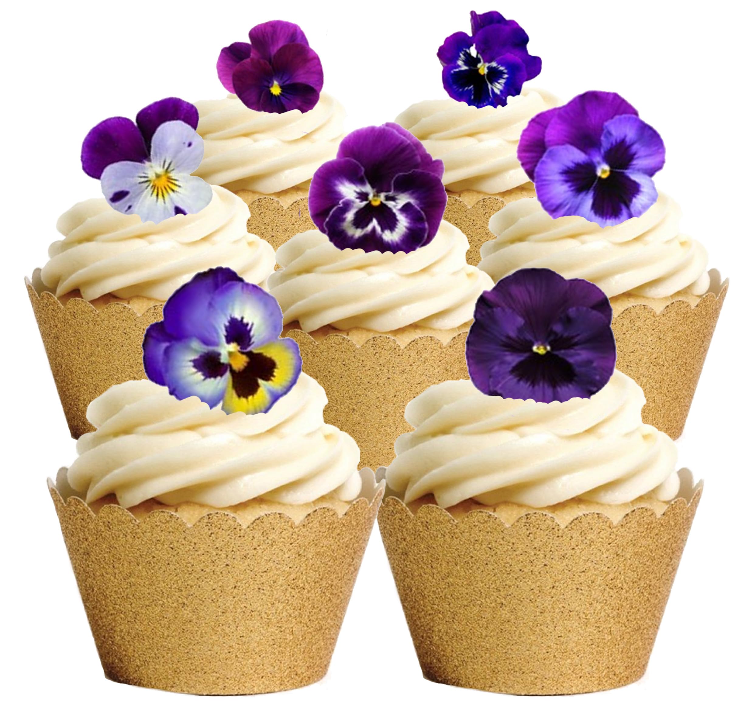 30 Purple Lilac Pansy Pansies Flower Edible Wafer Paper Cake Toppers Decorations