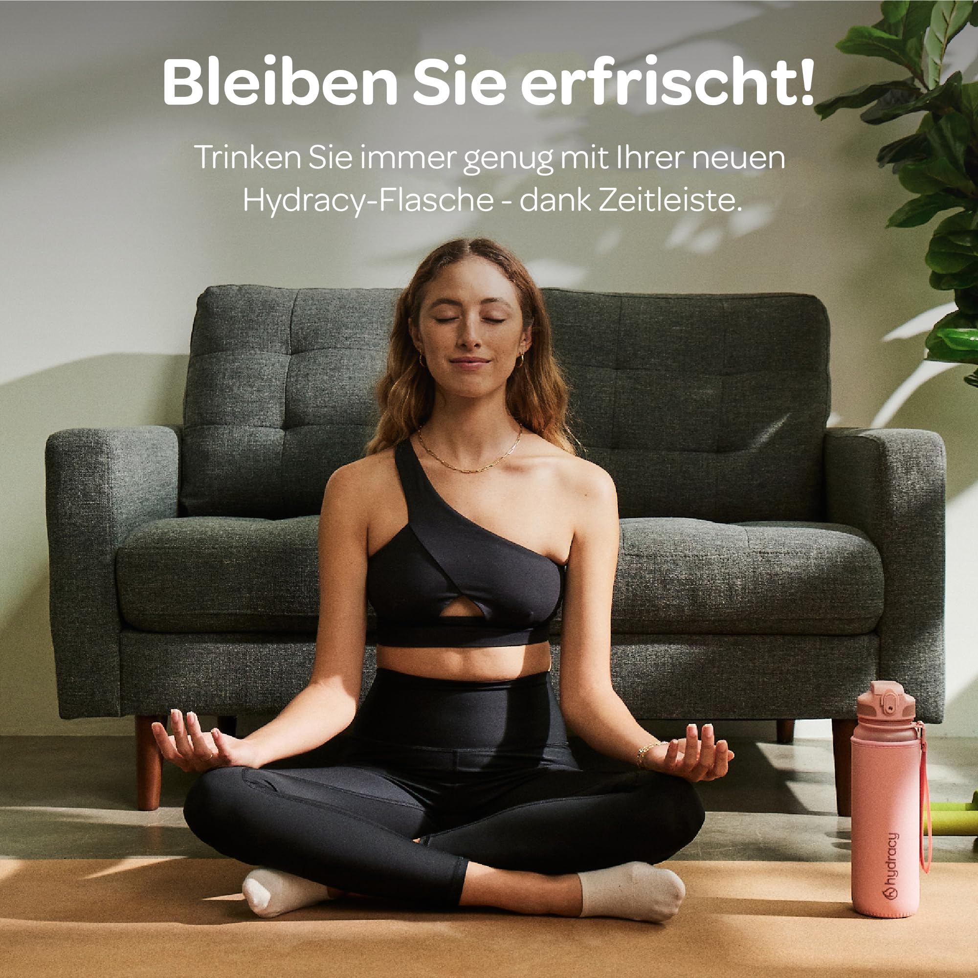 Hydracy Trinkflasche mit Strohhalm und Zeitmarkierung - 1L Wasserflasche - BPA-freie Trinkflasche - Auslaufsichere Sportflasche - Kondensationsfrei für Sport und Outdoor