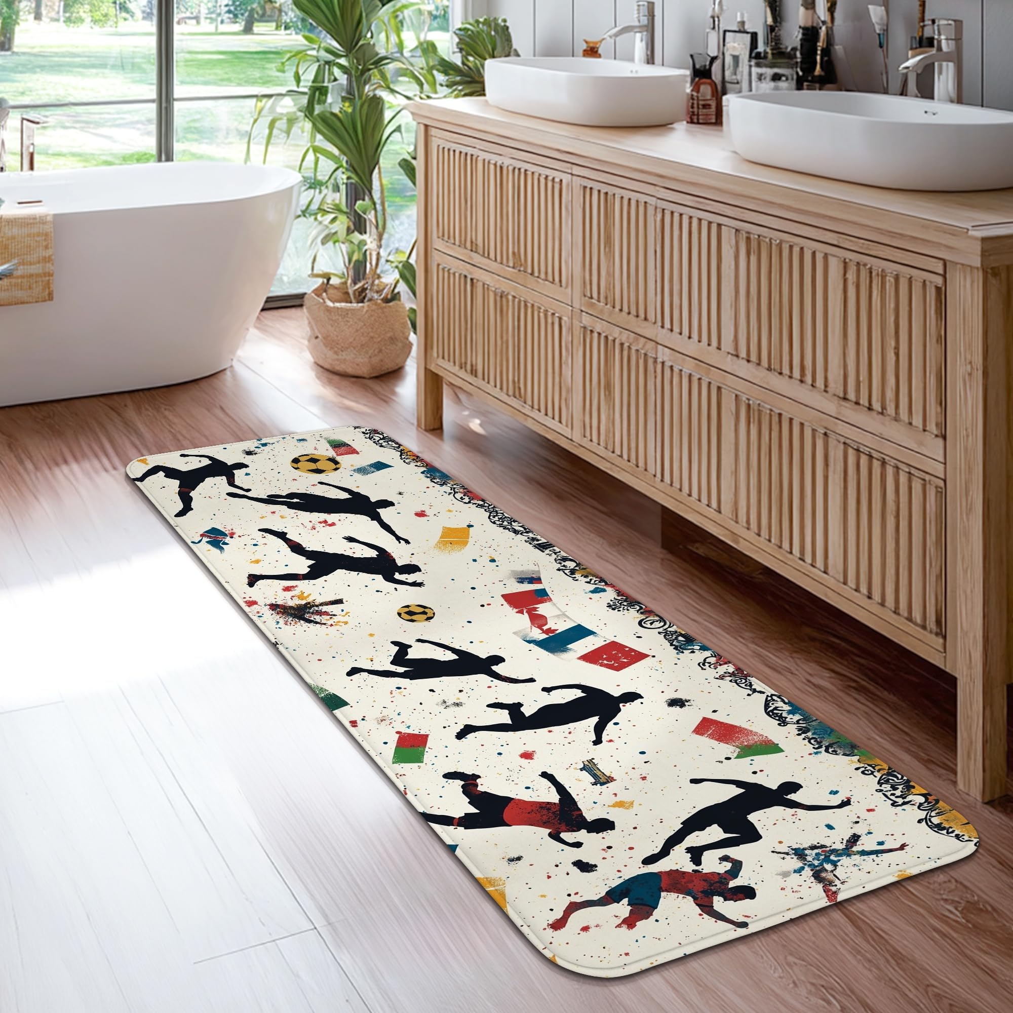 Tapis de cuisine football crème pour animer votre décoration de couloir