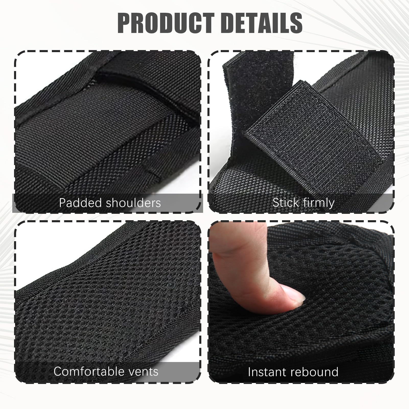 Almohadillas de Hombro,2 Piezas Correa de Hombro Acolchada,Antideslizantes,Fácil de instalar,Compatibles con Correas hasta 7cm de Ancho,Diseño Ergonómico,Ideal para Viajes y Deportes(Negro,22*7CM)