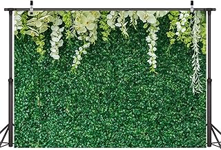CHAIYA 7X5FT Greenery Backdrop with Flowers Green Leaf White Flower Photo Backdrops Bridal Shower Backdrop for Wedding Backdrops Reception Ceremony Birthday Backdrop 027