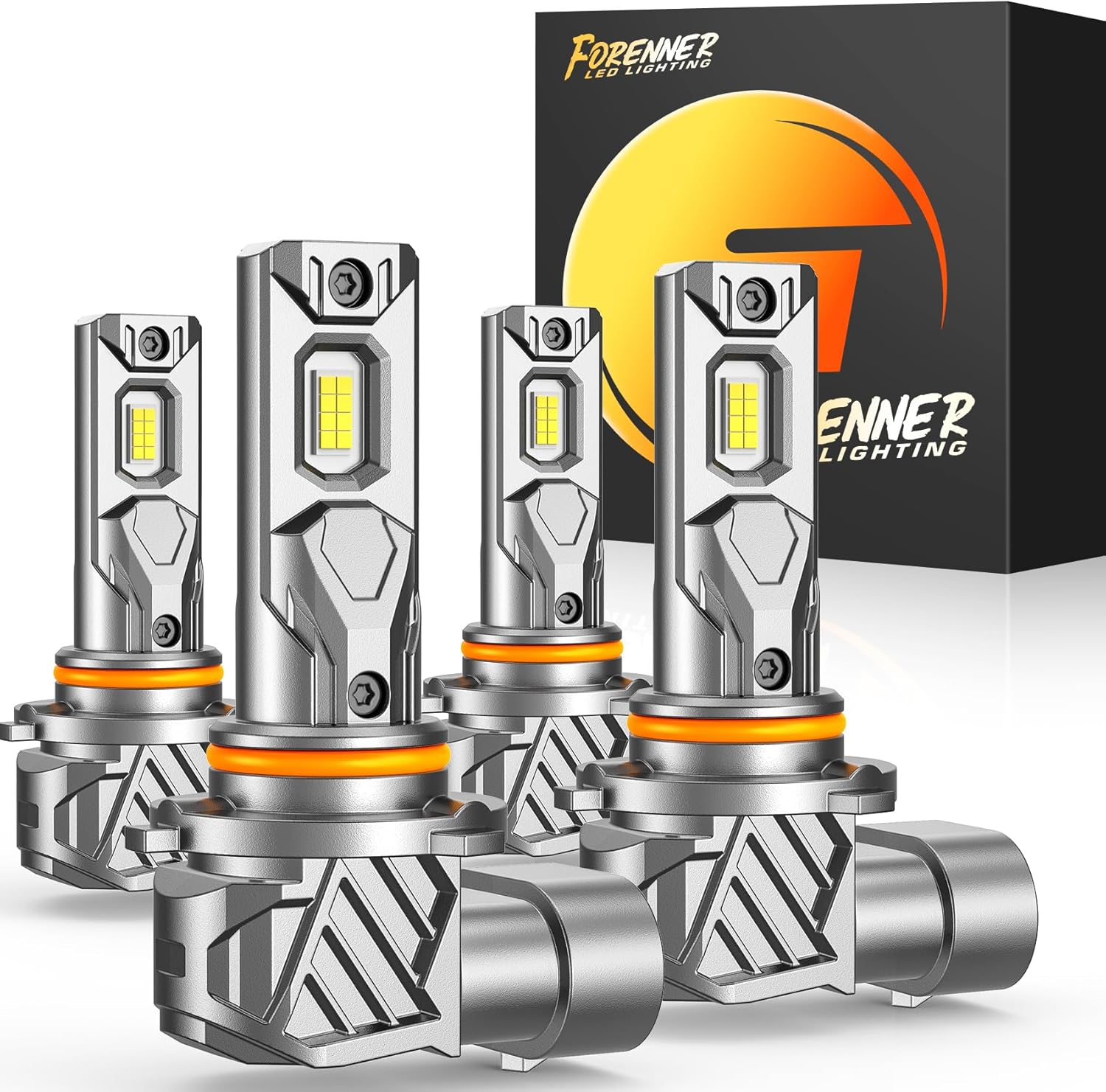 FORENNER 9005 9006 Light Bulbs Combo, 900% Ultra Brightness, Real 1:1 Mini Halogen Size, HB3 HB4 Fog Light 6500K Cool White, 50000Hrs Long Service Life, Plug and Play, lP68, Pack of 4.