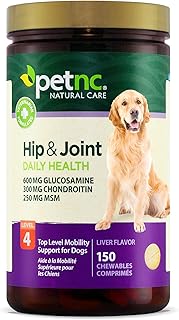Petnc Natural Care Level-4 Hip & Joint Health Supplement for Dogs (150 Count), Glucosamine Chondroitin MSM Dog Chews with Manganese, Liver-Flavored Bone & Joint Support Supplement
