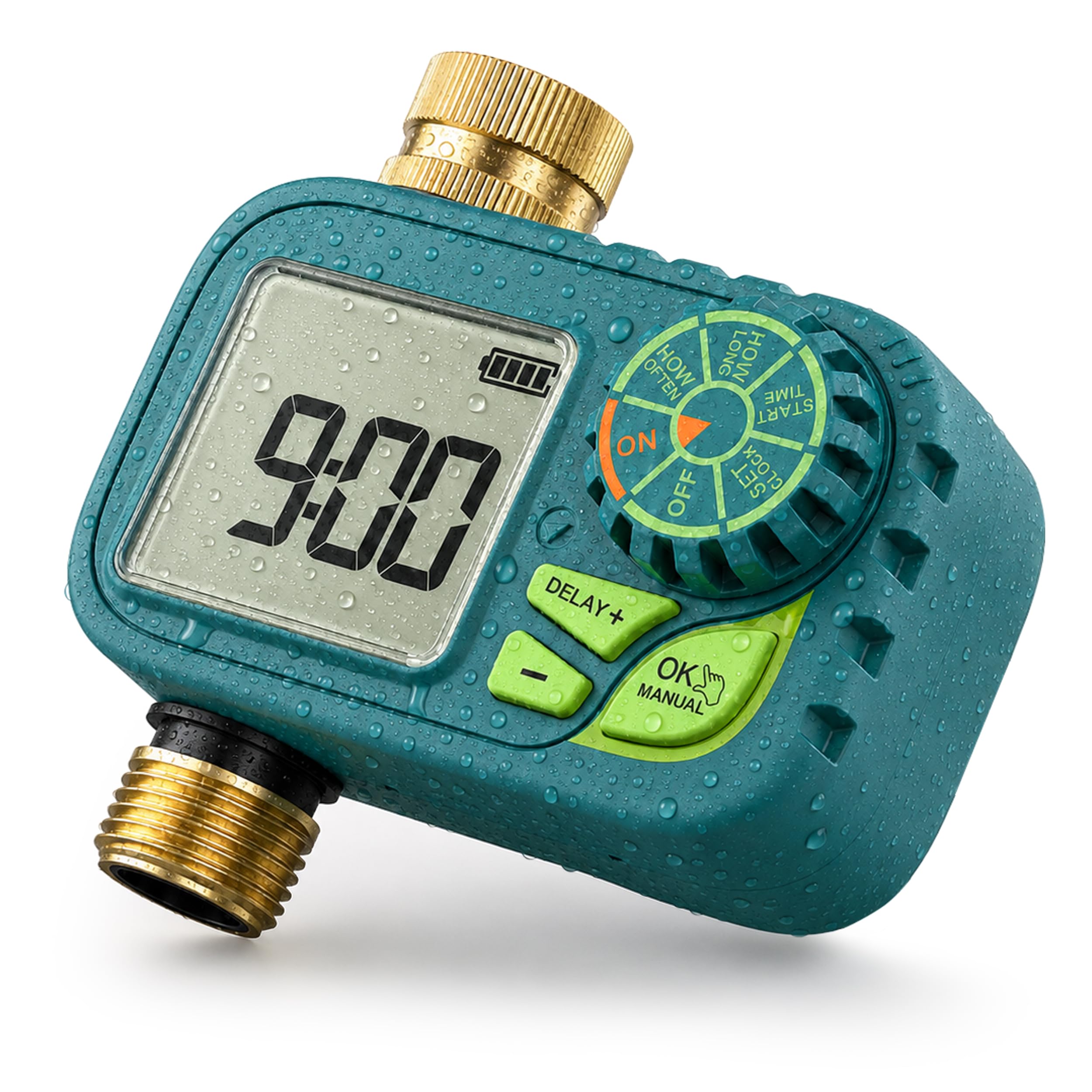 Newentor Timer per irrigatore, timer programmabile per tubo da giardino, timer per acqua con ritardo della pioggia/sistema di irrigazione manuale/automatico, irrigazione a goccia per cortile, prato