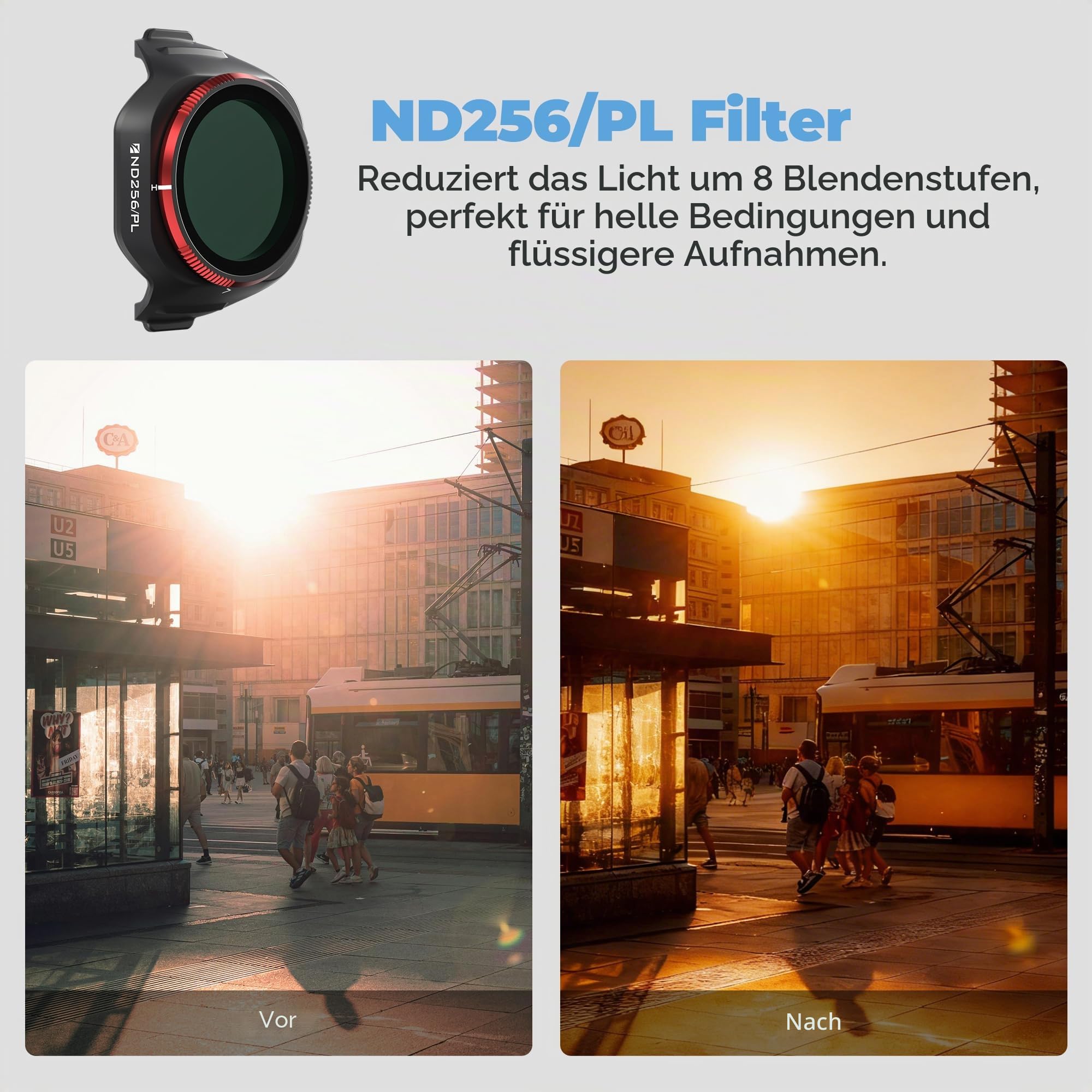 Freewell Bright Day 6er-Pack ND/PL Filter für DJI Mini 5 Pro - ND8/PL, ND16/PL, ND32/PL, ND64/PL, ND128/PL & ND256/PL - Polarisierte Filter zur Belichtungskontrolle & Blendreduzierung