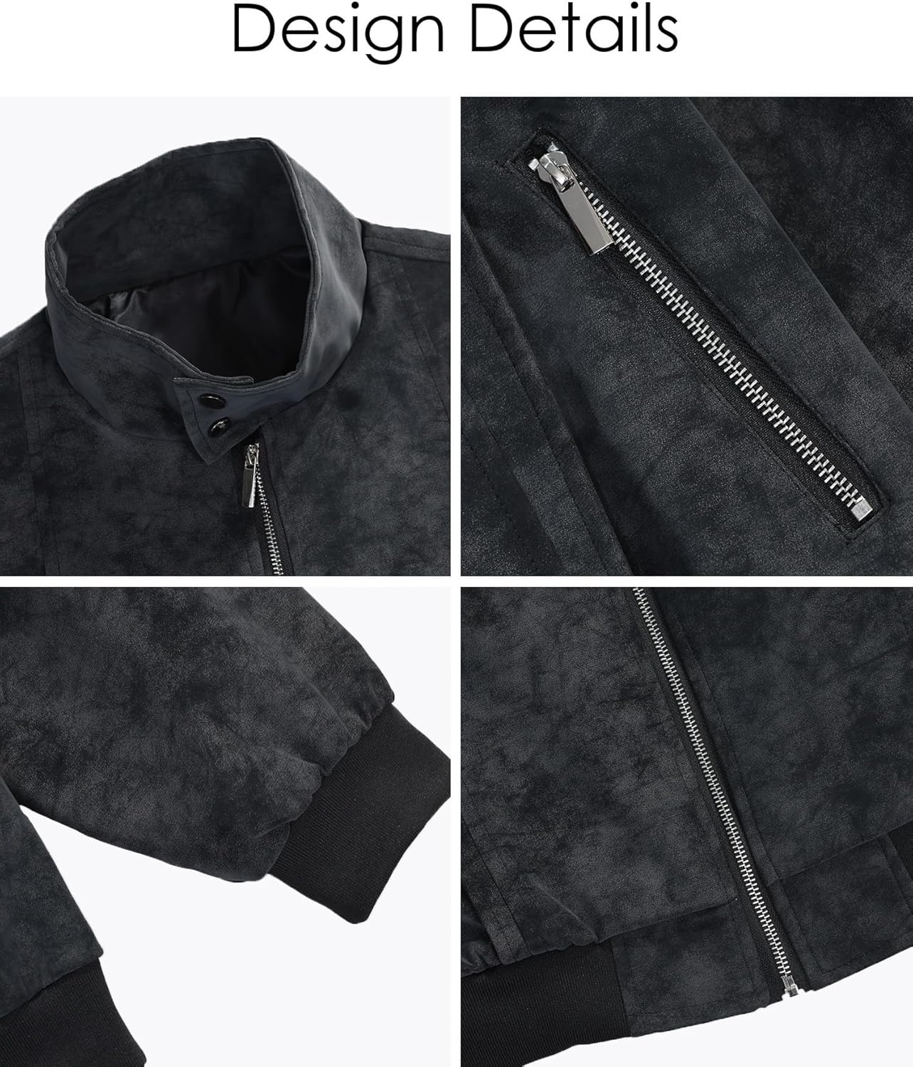 Bakyarder Men’s Faux Suede Leather Jackets Oversized Fall Coat Unisex Zip Up Bomber Open Front Outerwear