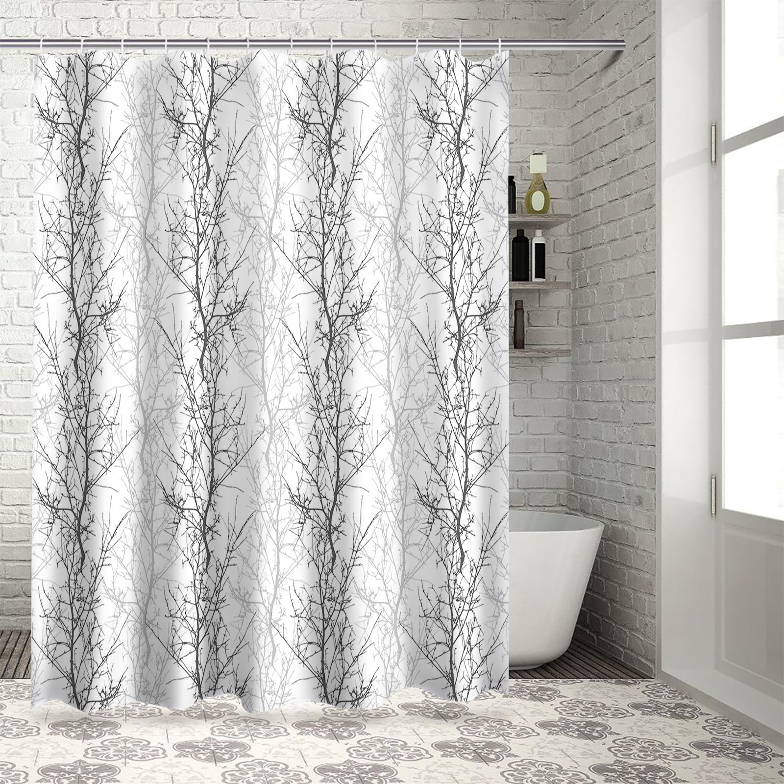 Juego De Cortinas De Ducha Rústicas De Vaca De Las Montañas, 4 Piezas  Diseno Vintage De, image size:1600x1600