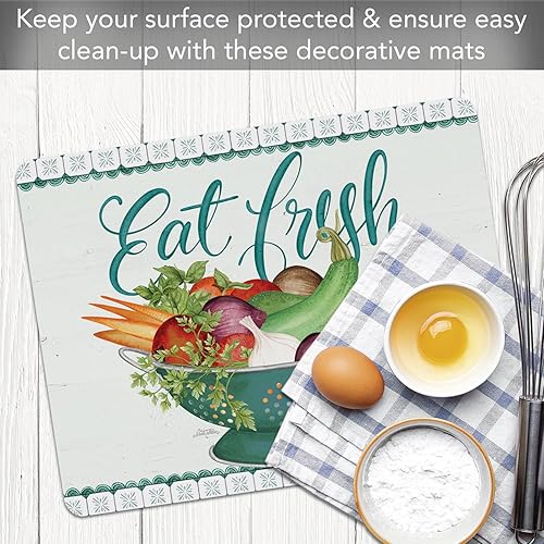 Miniatura 6 de Cut N' Funnel Eat Fresh - Alfombrilla de plástico flexible para tabla de cortar de 15 x 11.5 pulgadas, fabricada en los Estados Unidos, decorativa,