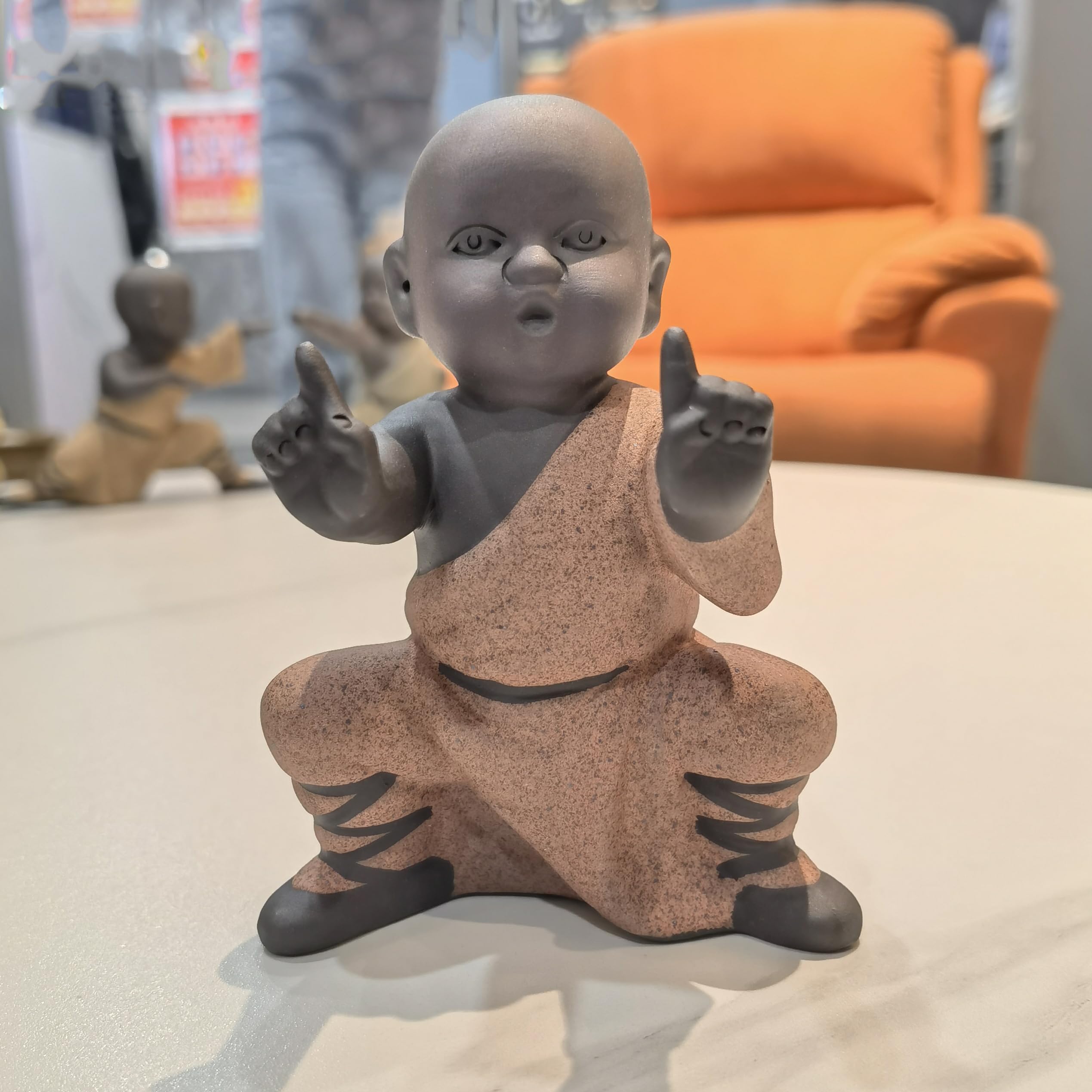 Pevfeciy 6 Kung Fu Monk Figurine Decorative Buddha Statues Ceramic Craft Tea Tray Accessories Meditation Home Accessory Miniature Salon Ornaments, Buddha Sculpture As Home Accessory Feng Shui Decoration