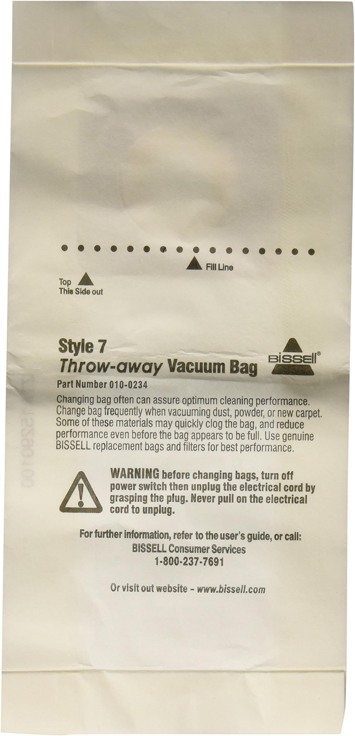 Style 7 Vacuum Bag, 32120, White