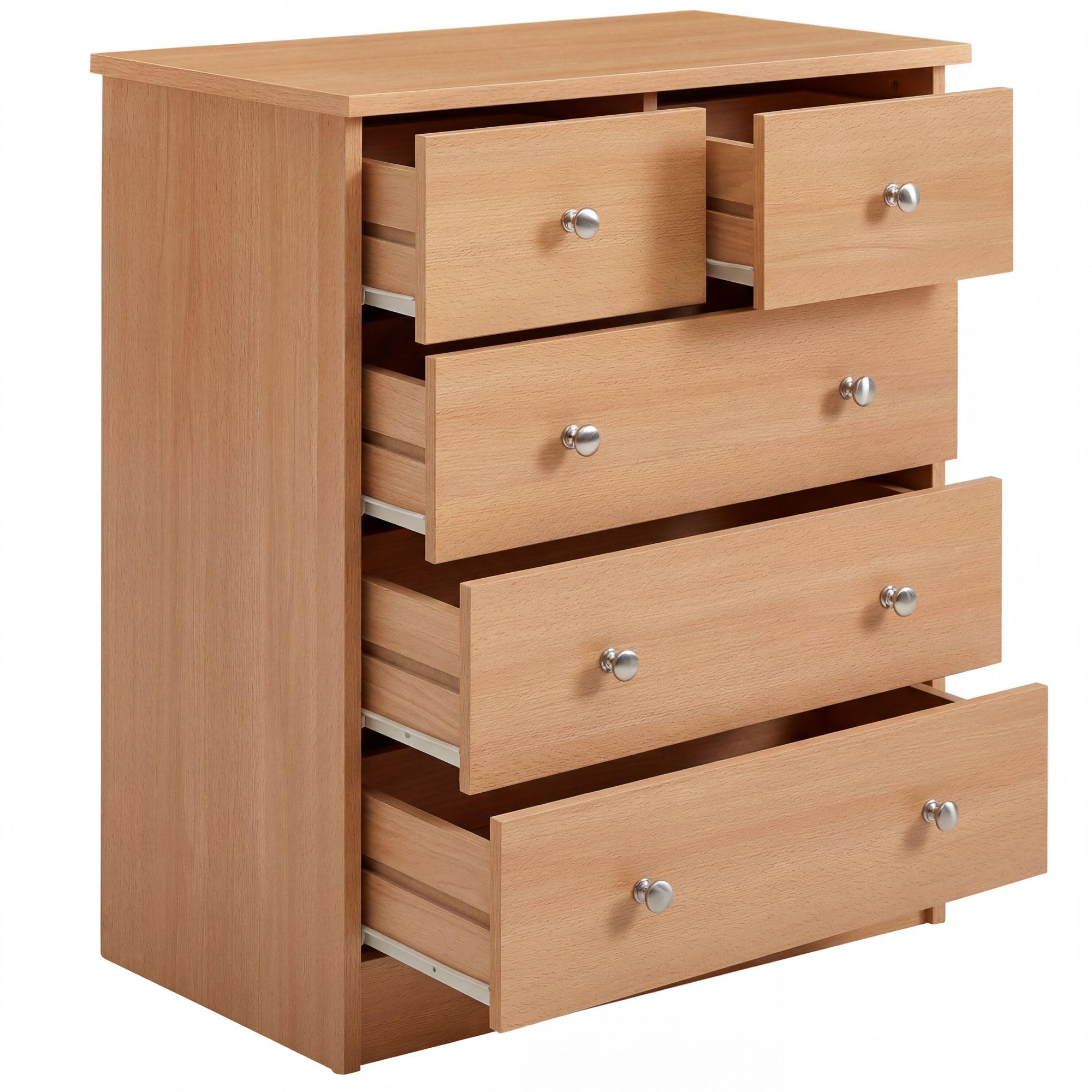 FineBuy Kommode 60x35x70 cm Buche mit 5 Schubladen, Flach