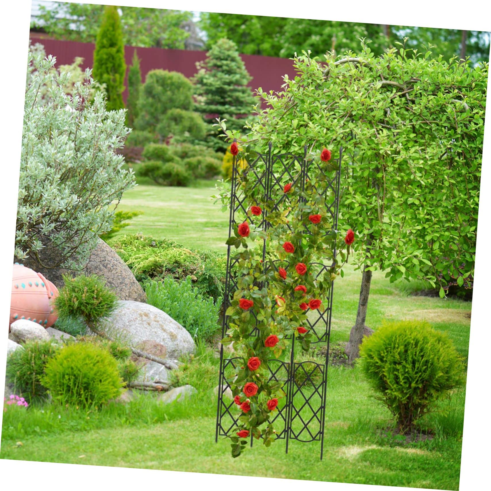 HANABASS Treillis Acier pour Plantes Grimpantes Support De Jardin pour Pois Et Rosiers Treillis Métallique pour Pot De Fleurs Et Plantes Grimpantes
