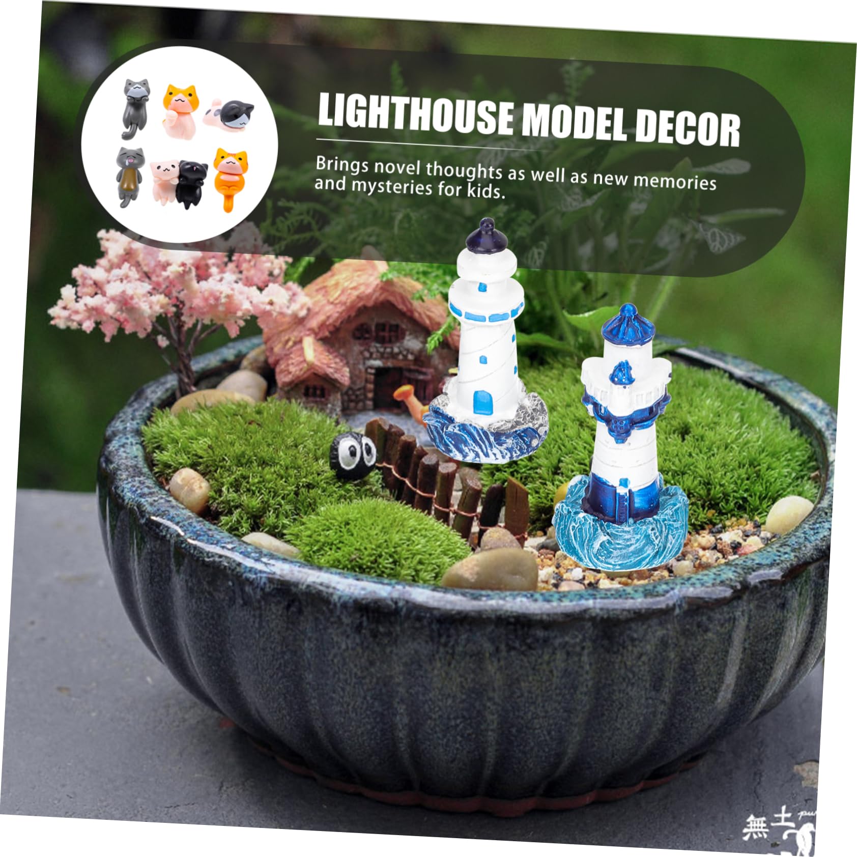 Yardwe 16 Piezas Faro Micro Paisaje Alfombra De Cocina Acolchada Decoración del Acuario del Faro Estatuillas Náuticas En Miniatura Puente De Jardín Mini Jardín Escritorio Marioneta Resina