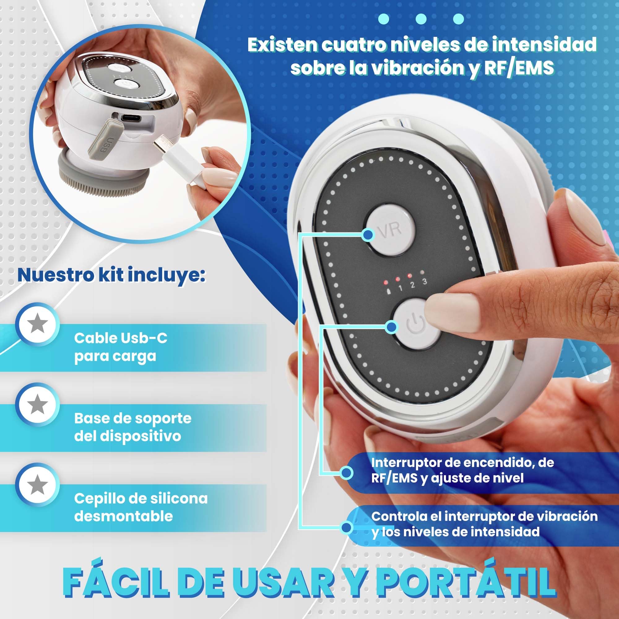 ENVOLME - Skin Radiofrequenza Viso - Massaggiatore per Viso - Massaggiatore Viso Lifting - Collagene viso - Ultrasuoni Viso - Beauty Tool - Luce Rossa -