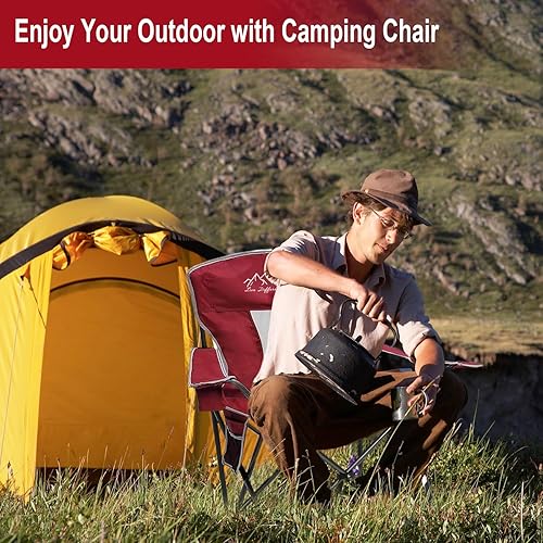 Miniatura 4 de Sillas plegables plegables para camping, silla plegable de césped resistente con bolsa refrigeradora, bolsillo de almacenamiento, bolsa impermeable,