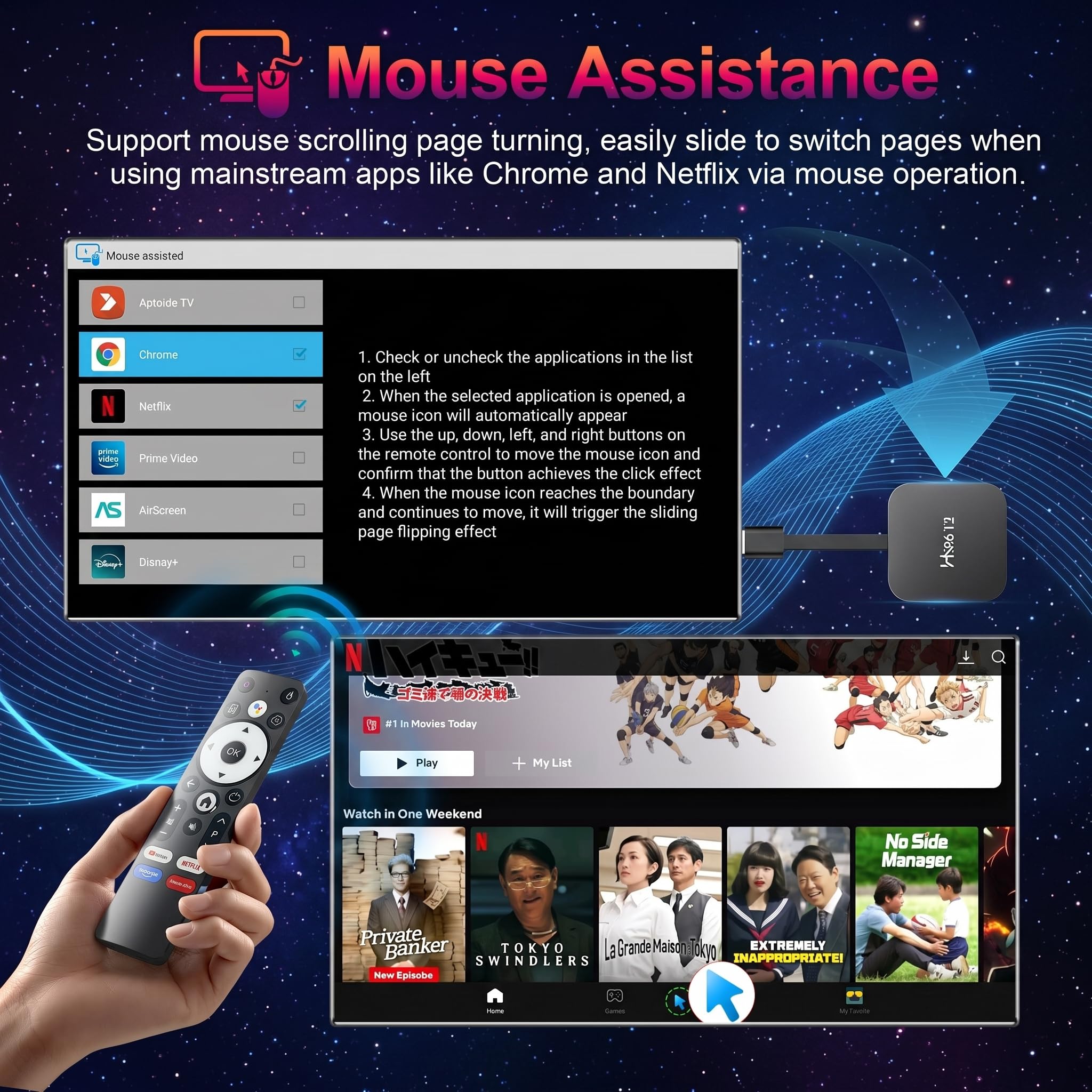 GREVA TV Stick Android 4K Ultra HD Streaming Appareil Dernier Android 14.0 TV Stick Box 2GB 16GB T2 - Black