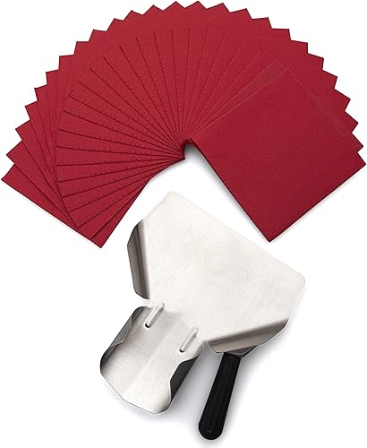 Porncorn - Cuchara con mango derecho, herramienta multiusos de acero inoxidable resistente para papas fritas, aperitivos, completa con servilletas