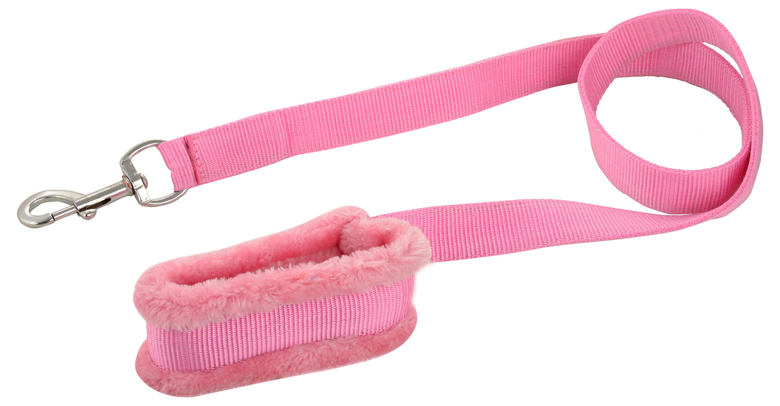 Skora Pink 1 Inch Spiked Nylon Fur Medium Dog Collar & Leash (Medium, Pink) 2