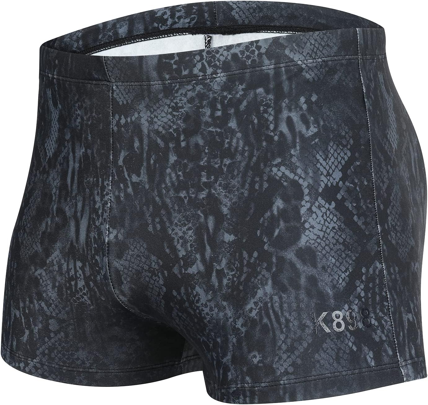 K898Men Swimwear Boxer Briefs Short Swim Jammer Fashion Print Racer Mens Square Leg Swimsuit (XL, Snake Skin)