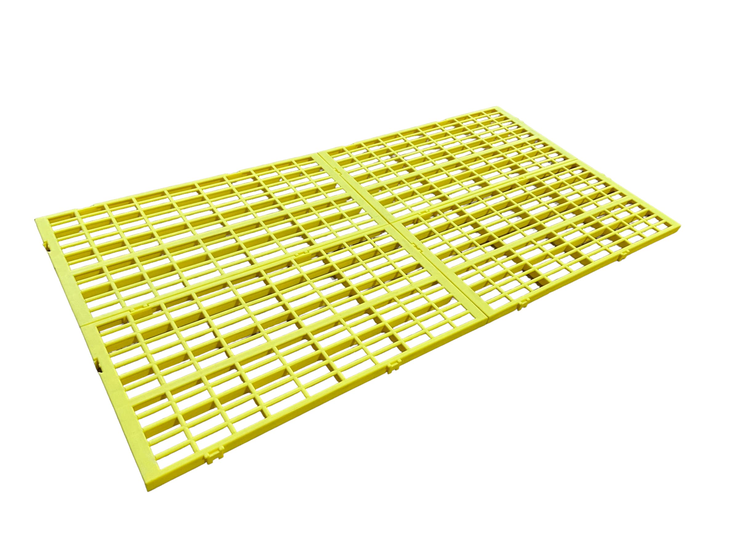 Posatoio di Plastica Giallo per Avicoli. Kit Composto da 4 Pezzi. Forma Il Fondo delle Gabbie. Cm 25 x 50 x H 1,7 cadauno.