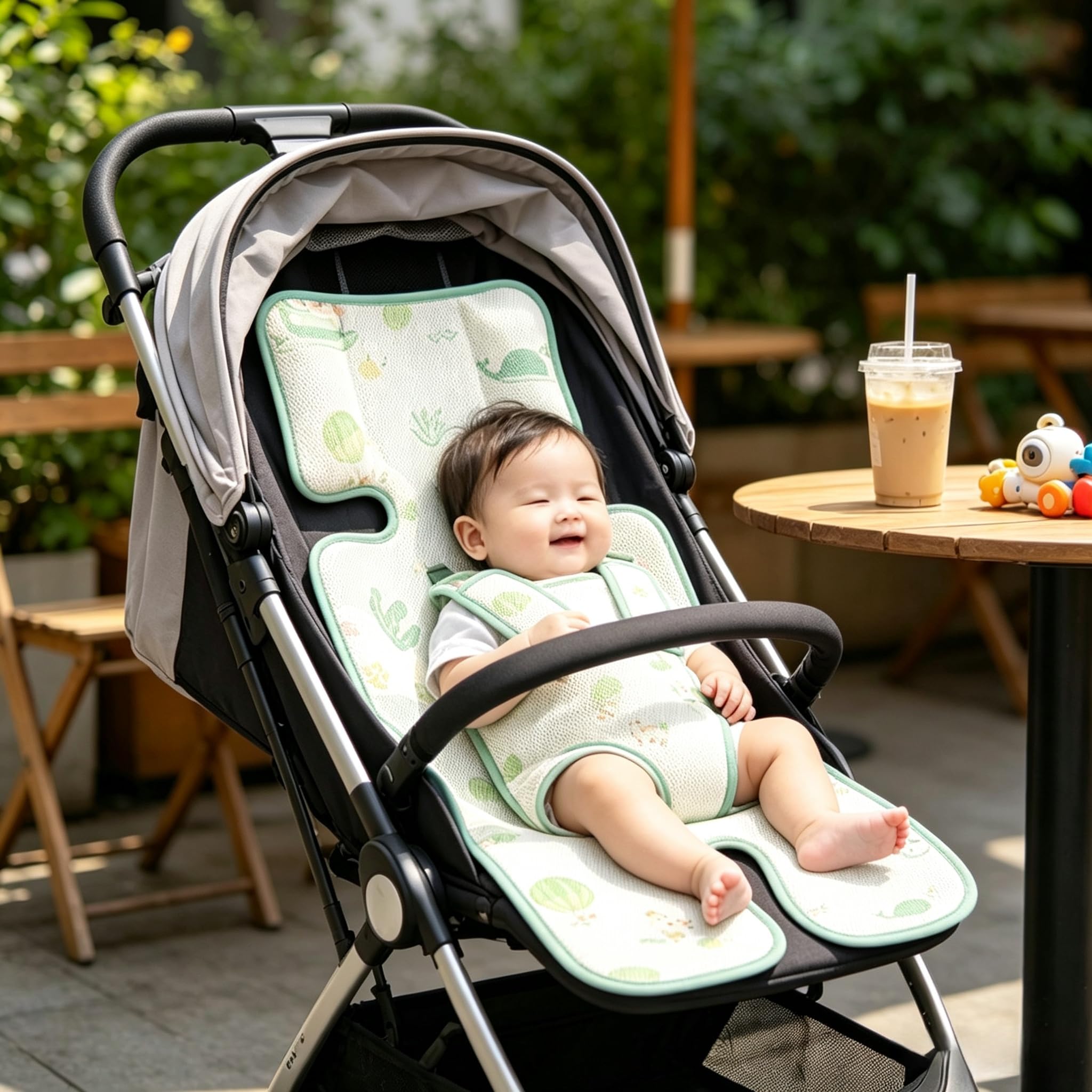 Baby Cooling Mat Babys Stroller Cool Pad Pushchair Seat Liners Car Seat Cooling Pad Car Seats Cooler Mat Multifunctional Babys Carseat Coolings Insert Liner for Summer (Light Green, 70cmX33cm)