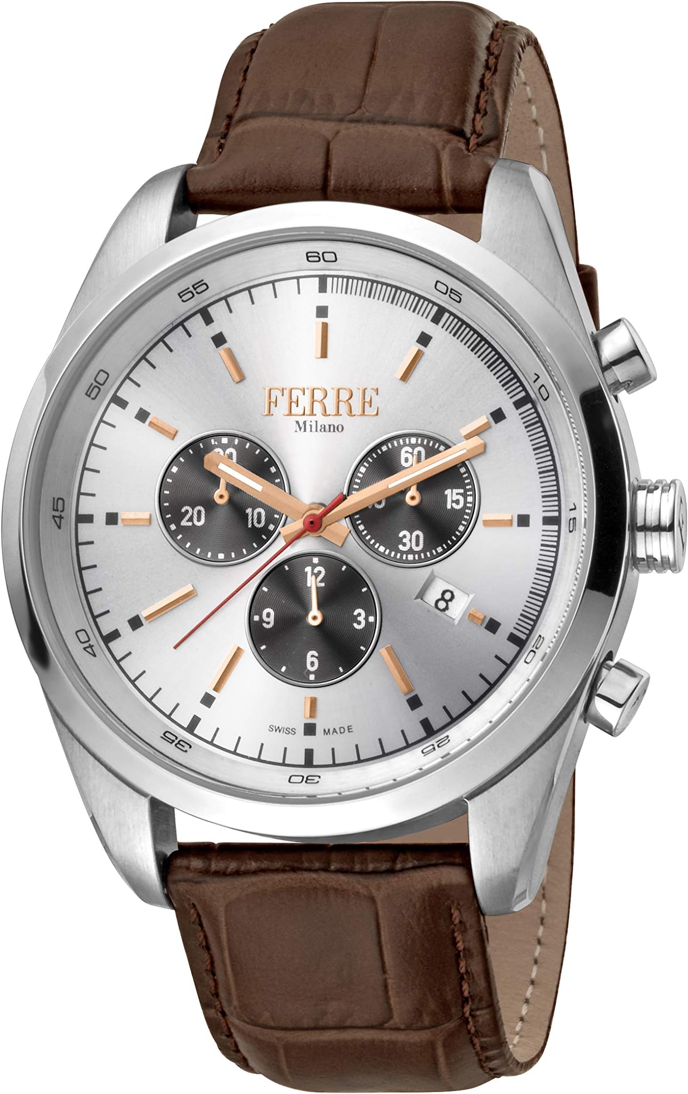 Ferre Milano Men's FM1G129L0011 Swiss Made Brown Leather Strap Watch