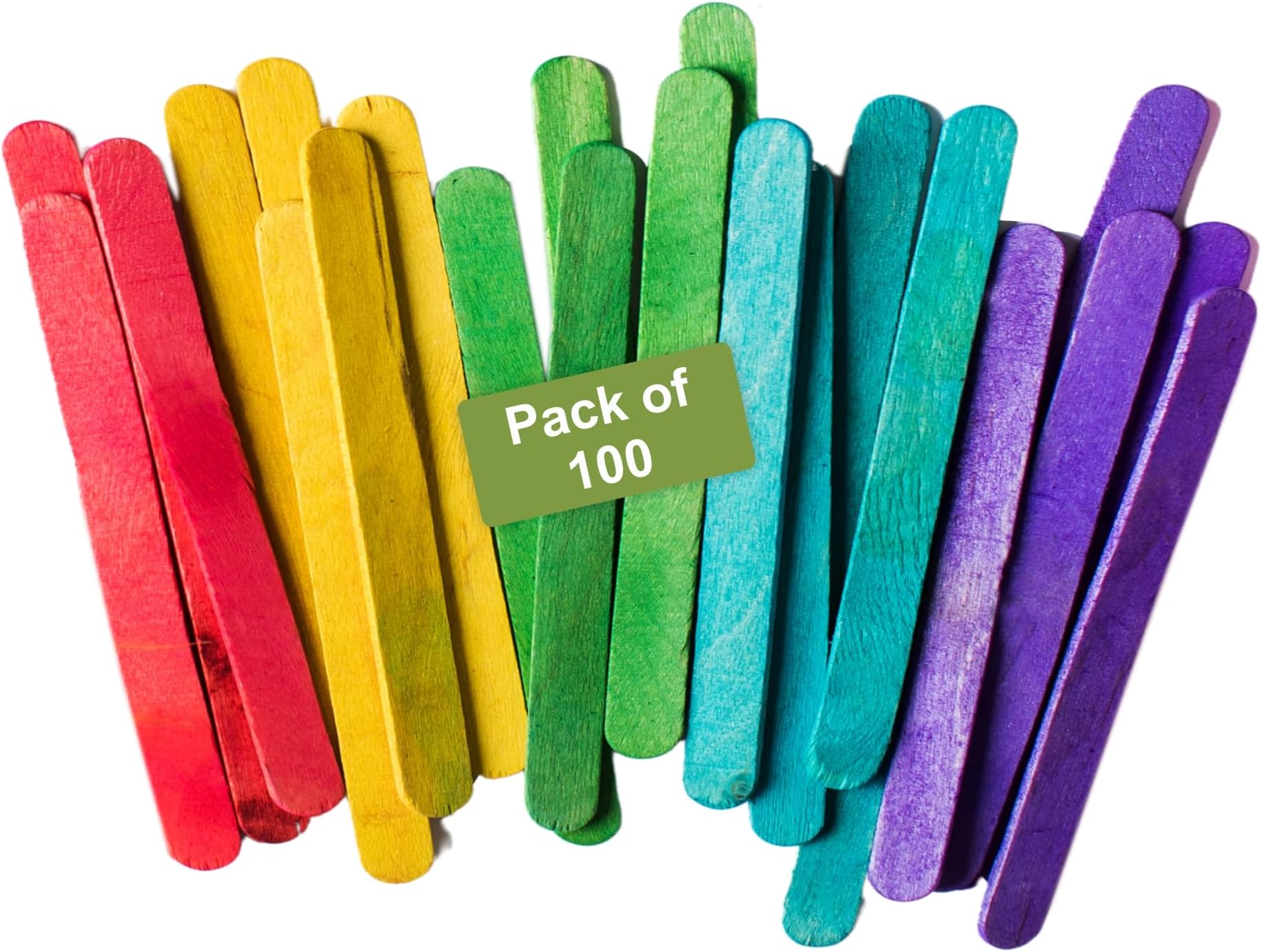 Eco Craft Stix 4.5" Colored Wooden Craft Sticks - Pack of 100ct