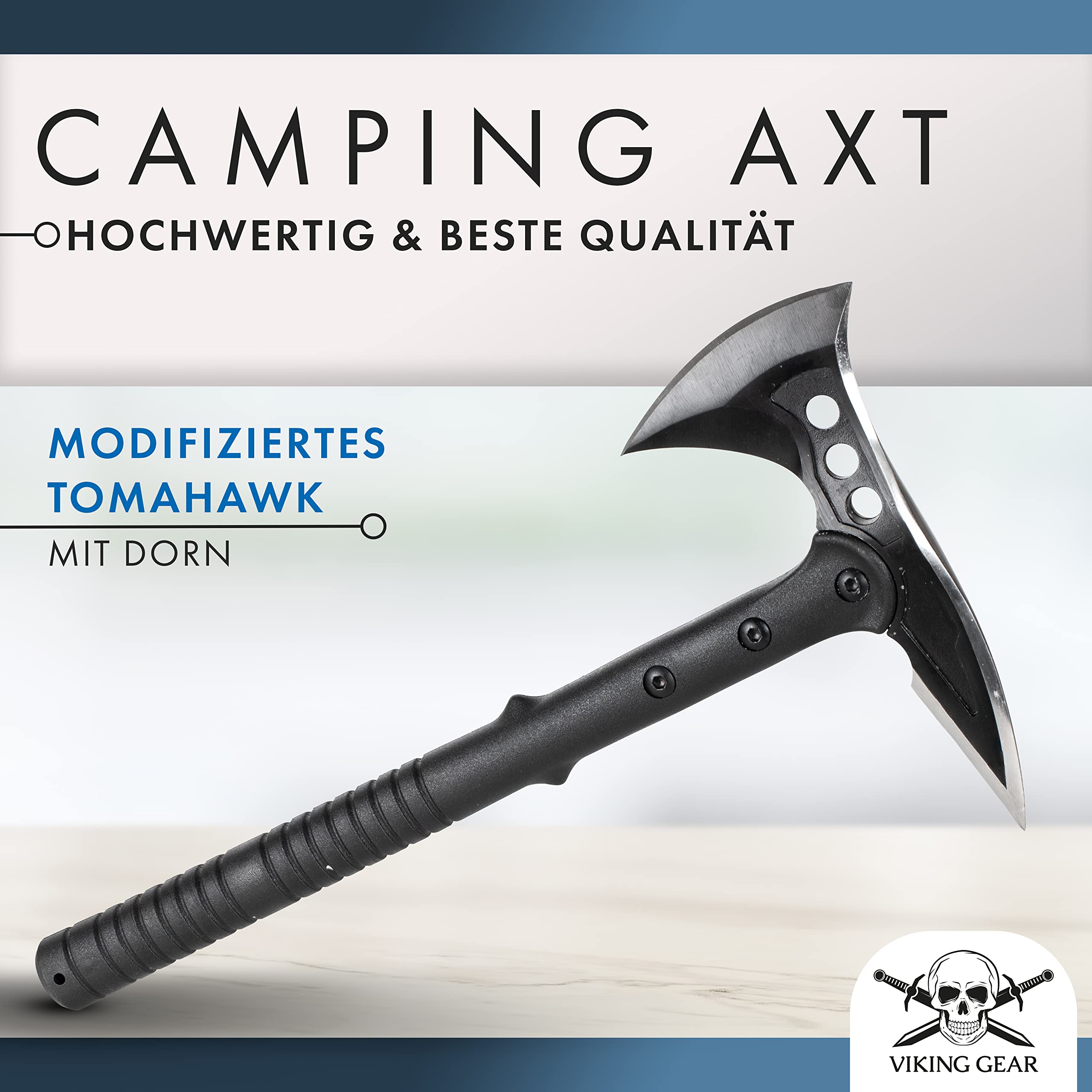 Viking Gear Axt Survival mit ergonomischen Griff perfekt als Camping Beil – Axt zum Holzspalten - Bushcraft für Outdoor Abenteuer Camping – Tactical Tomahawks Axe