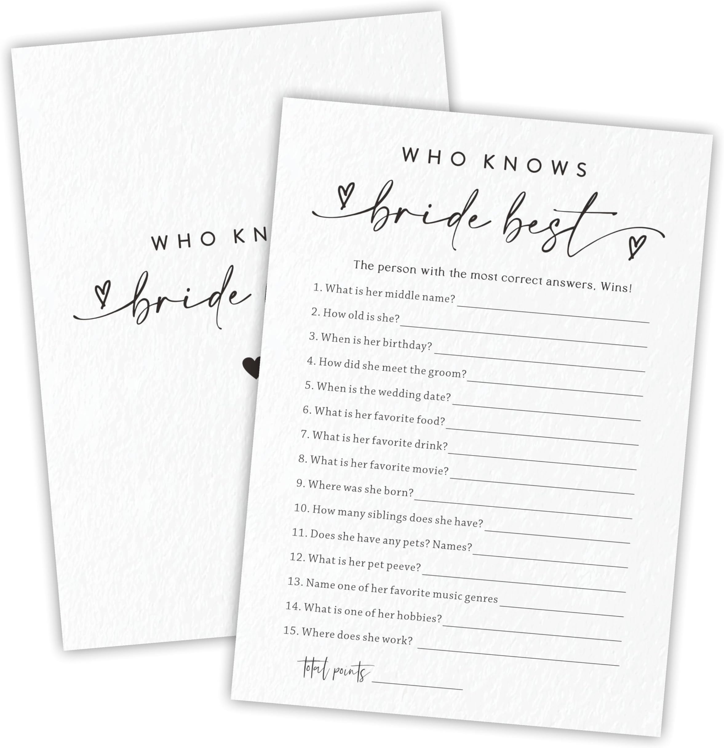 Who Knows The Bride Best Game Cards - 30 Pcs Blue Minimalist Bridal Shower Cards, 5x7 Inches - View #2