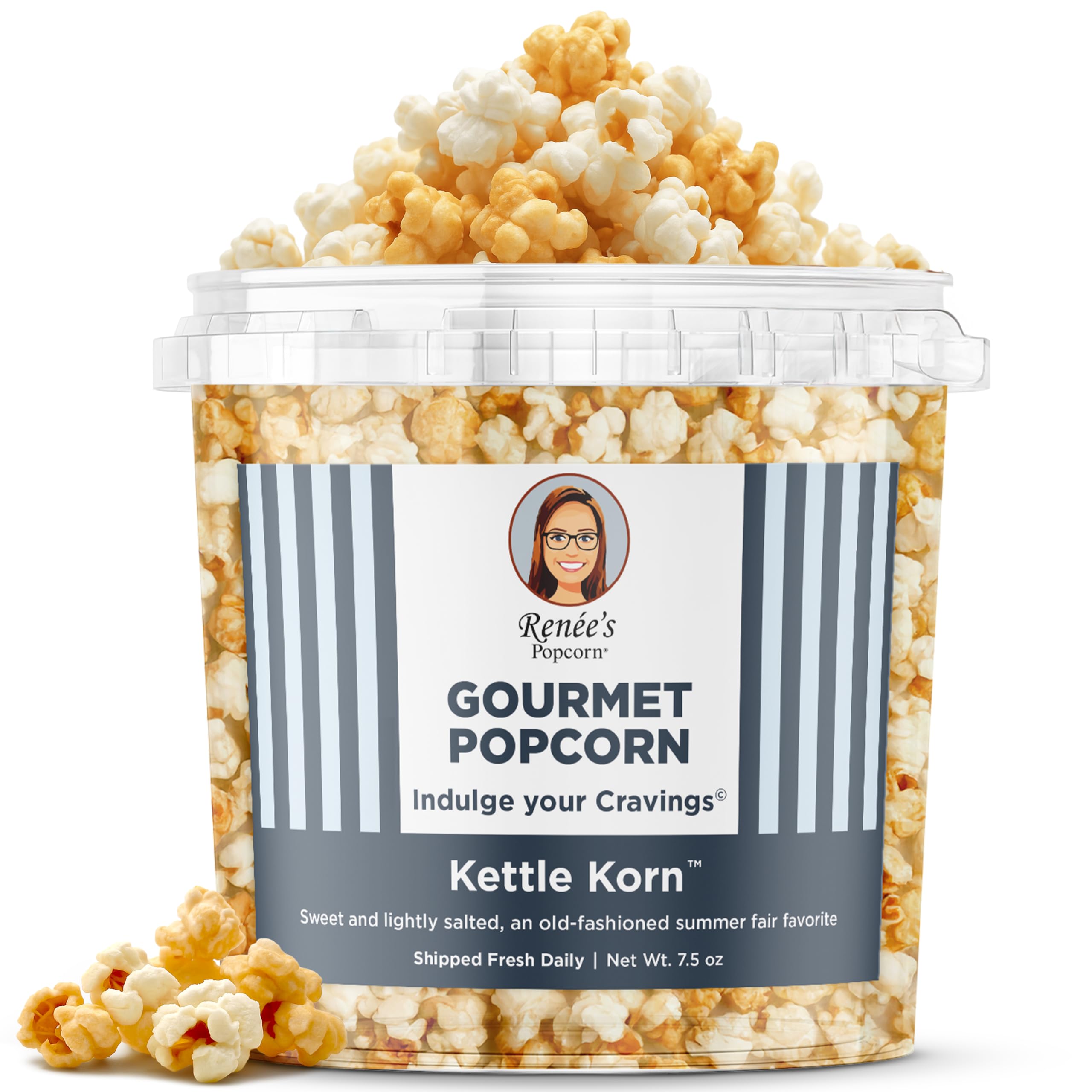 Renée’s Kettle Korn™ Gourmet Popcorn - sugar sweet, salted lightly a delightful, crispy, sweet popped fresh, handmade delightful snack or gift in 1.1-