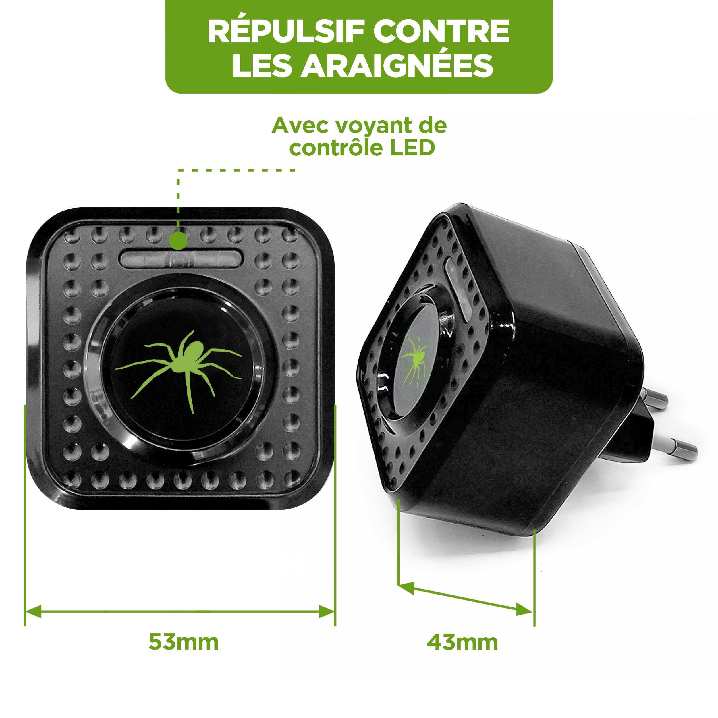 ISOTRONIC® Prise Anti Araignée Répulsif à Ultrasons contre les Araignées appareil électrique sans produits chimiques contre les insectes pour usage intérieur pour Chambre Salon Cuisine, Lot de 5