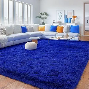 Rugs for Living Room 8x10, Soft Shaggy Modern Shag Area Rug for Bedroom, Upgrade Non-Slip Plush Fluffy Carpet for Kids Boys Girls Room Home Decor Aesthetic, Royal Blue