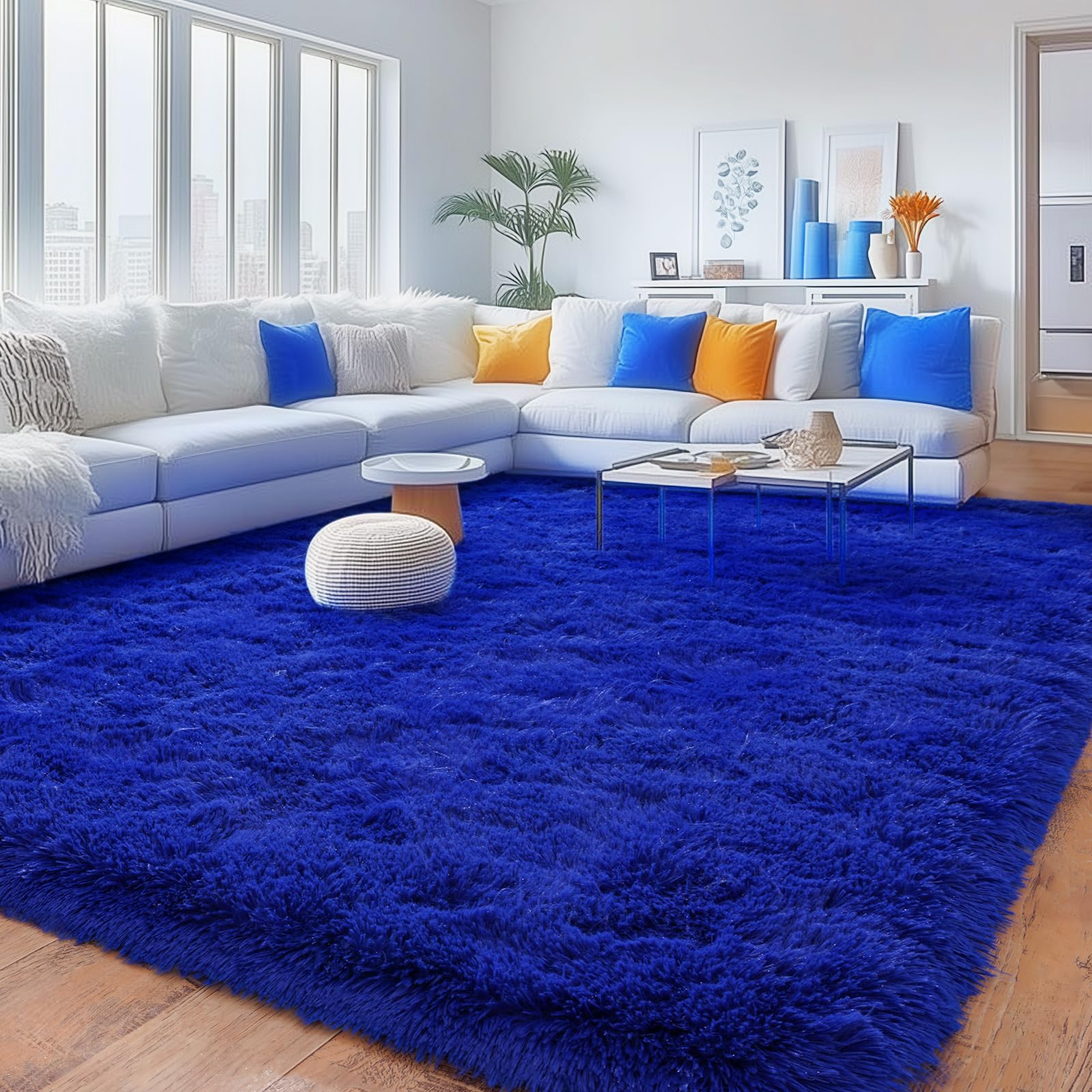 Quntue Rugs for Living Room 9x12, Soft Shaggy Modern Shag Area Rug for Bedroom, Upgrade Non-Slip Plush Fluffy Carpet for Kids Boys Girls Room Home Decor Aesthetic, Royal Blue โ image 1