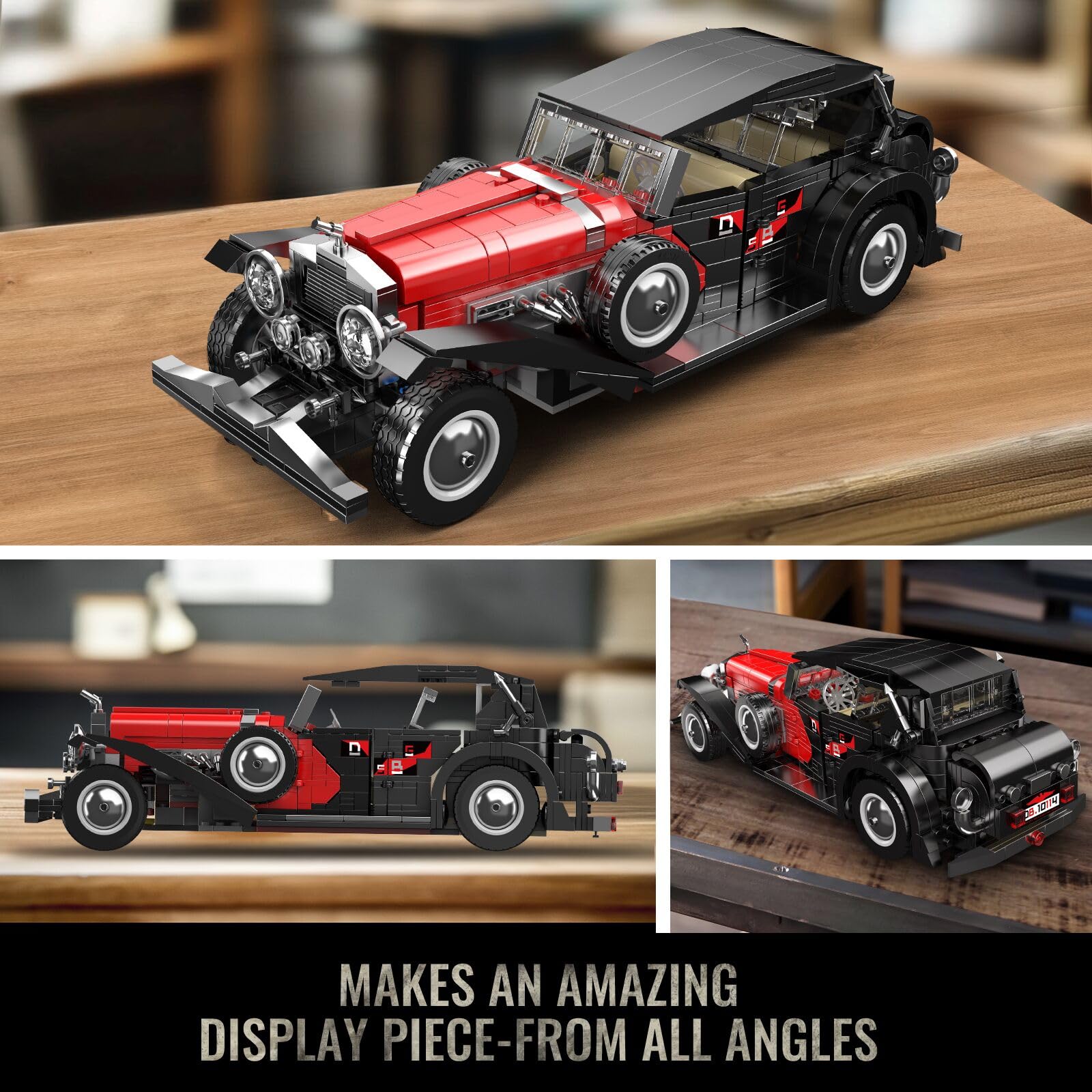 Mould King Oldtimer Modellauto Klemmbausteine Bausatz, 1308+ Teile, Klassisches Fahrzeug Sammlermodell, Statische Version – für Jugendliche ab 14 Jahren & Erwachsene