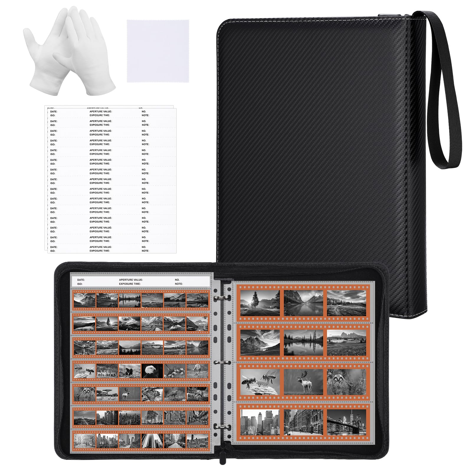 Kit de rangement pour films négatifs - Classeur 3 anneaux, 1260 cadres et 600 pochettes 35mm