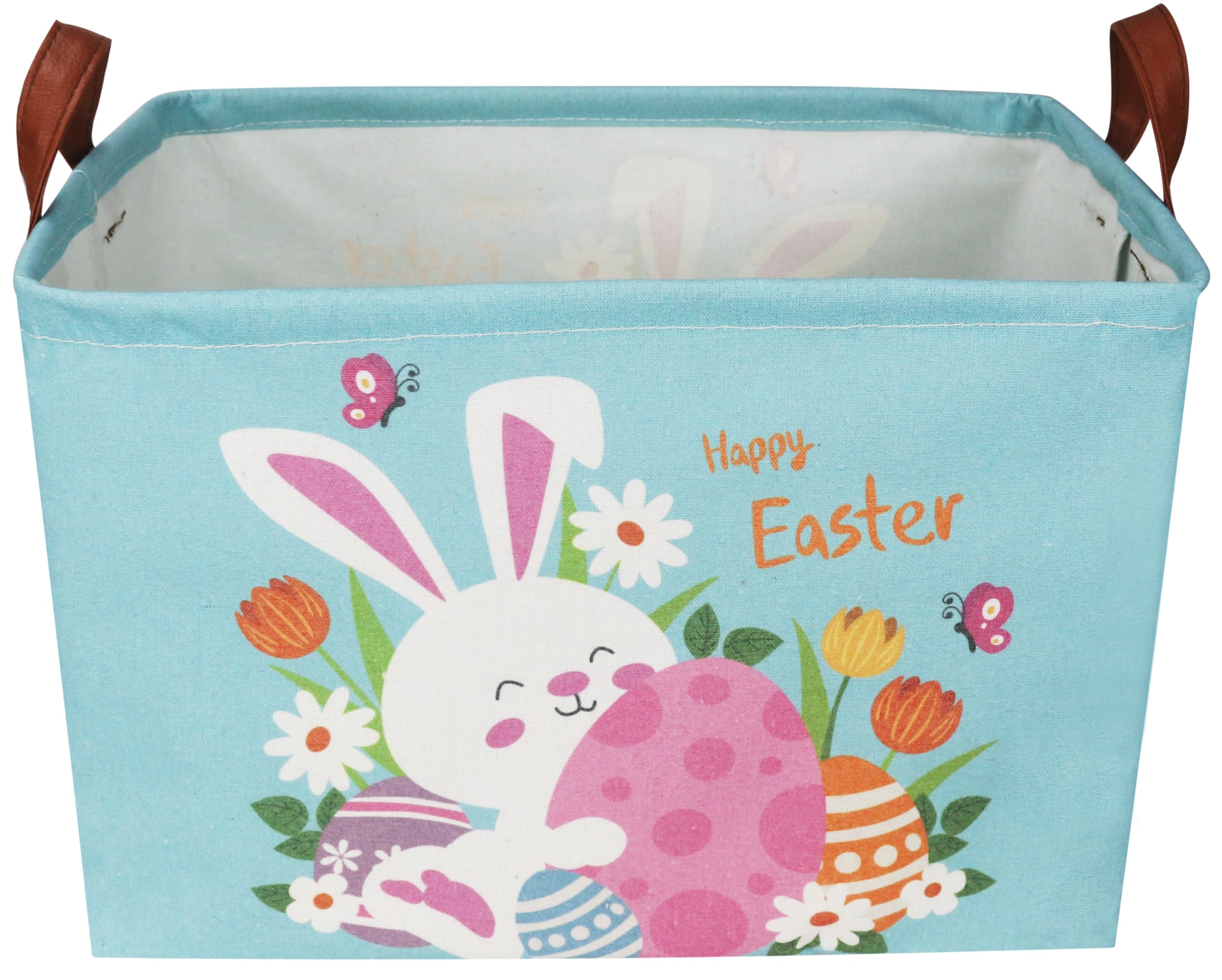 Rectangular Easter Baskets, Easket Basket for Kids.Bunny Easket Basket with Handles.Boys and Girls,Easter Bunny Eggs Decor,Toys,Books,Easter Gifts (Blue Easter)