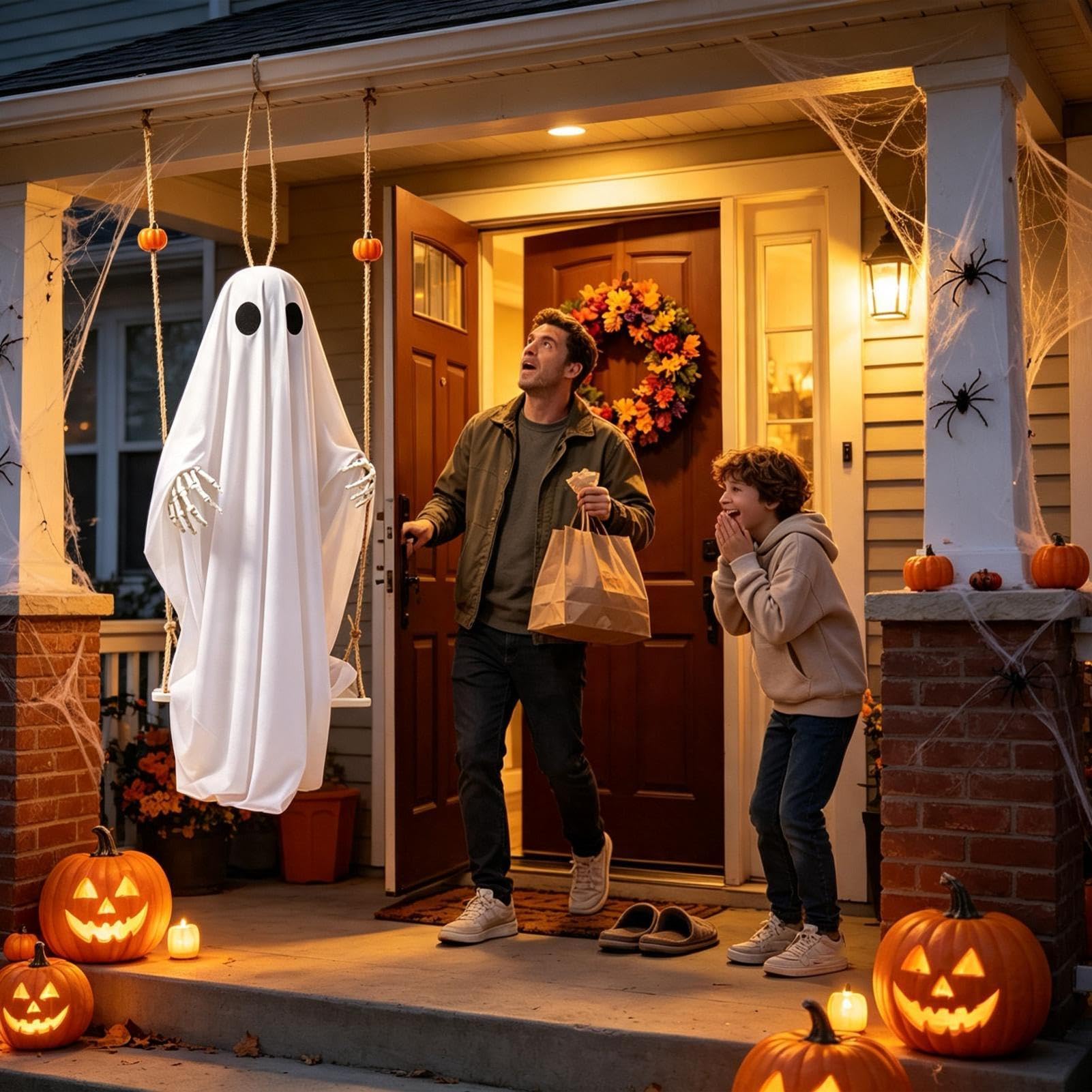 Halloween Duch na zewnątrz kołyszący się duch ze zdalnie sterowanymi